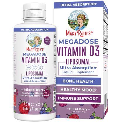 MaryRuth Organics Megadose Vitamin D3 Liposomal | Vitamin D 4000 IU | Ultra Absorption | Immune Support for Adults | Bone Health | VIT D3 | Vegan | Sugar Free | Gluten Free | Non-GMO | 45 Servings MARYRUTH'SUS supplements