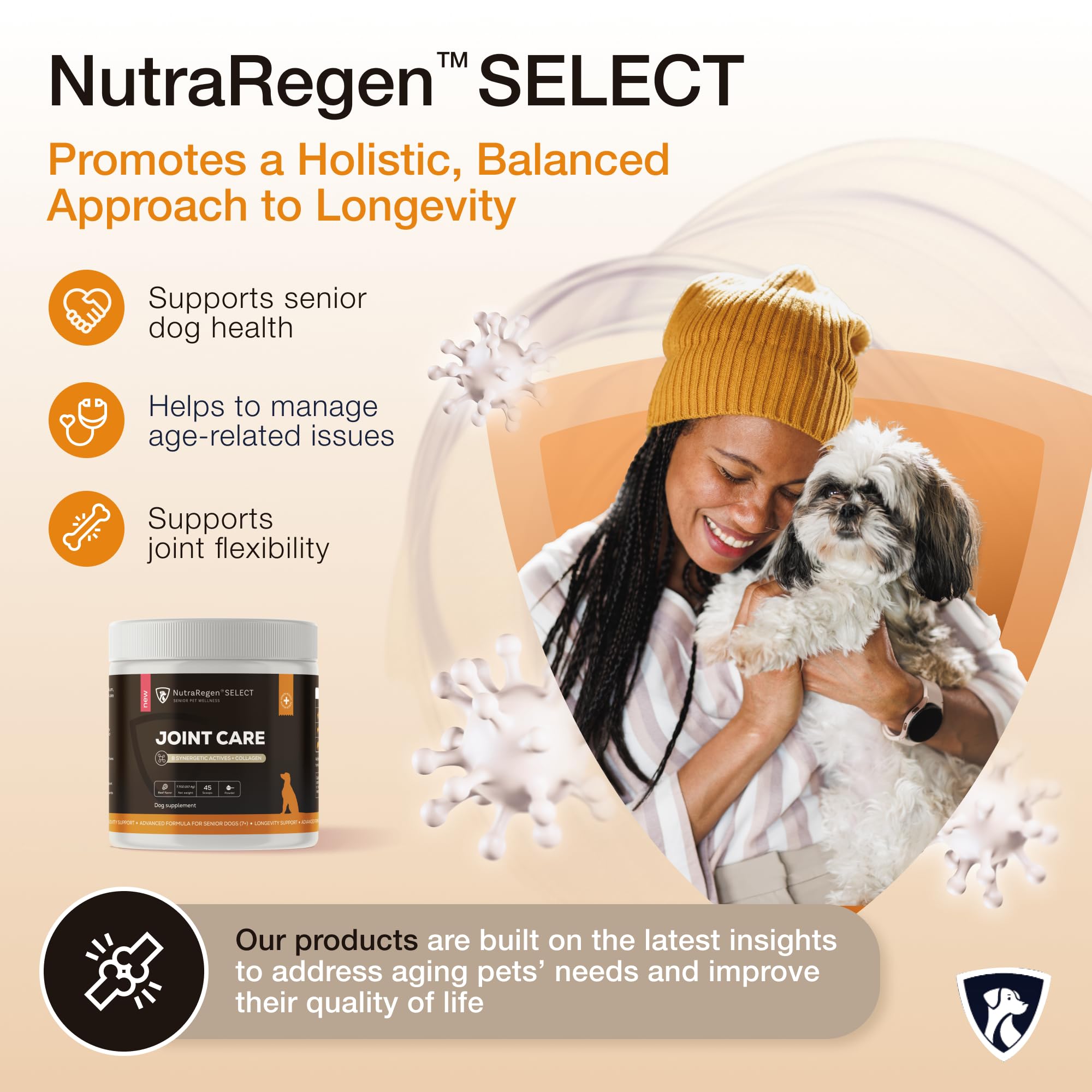 NutraRegen Select Senior Dog Joint Supplement 45 Scoops | Natural Glucosamine Chondroitin for Dogs with Collagen | Hip and Joint Powder | 7.7 Oz NutraRegenAu supplements