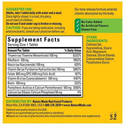 Nature Made Time Release Vitamin B-100 High Potency B Complex, Dietary Supplement Nature MadeUS supplements