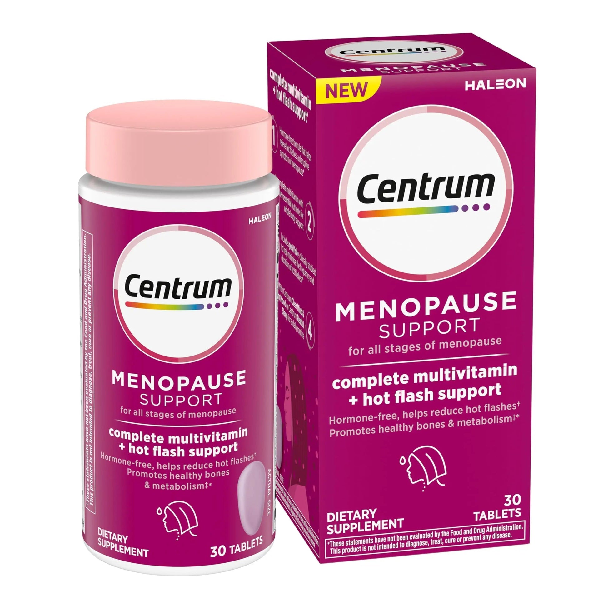 Centrum Complete Multivitamin Supplement + Hot Flash Support Menopause Support Tablets, with Clinically Studied geniVida, 30 Count CentrumAu supplements