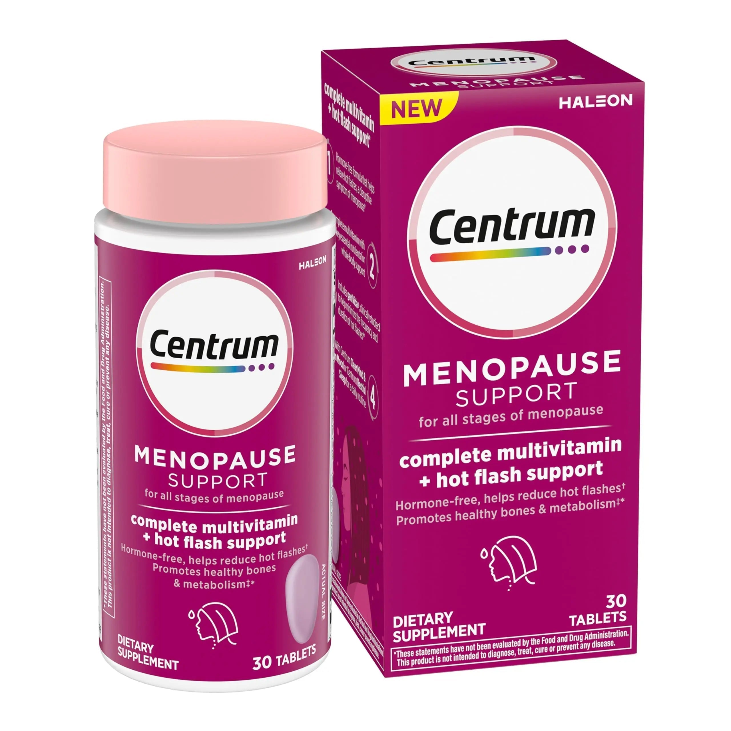 Centrum Complete Multivitamin Supplement + Hot Flash Support Menopause Support Tablets, with Clinically Studied geniVida, 30 Count CentrumAu supplements
