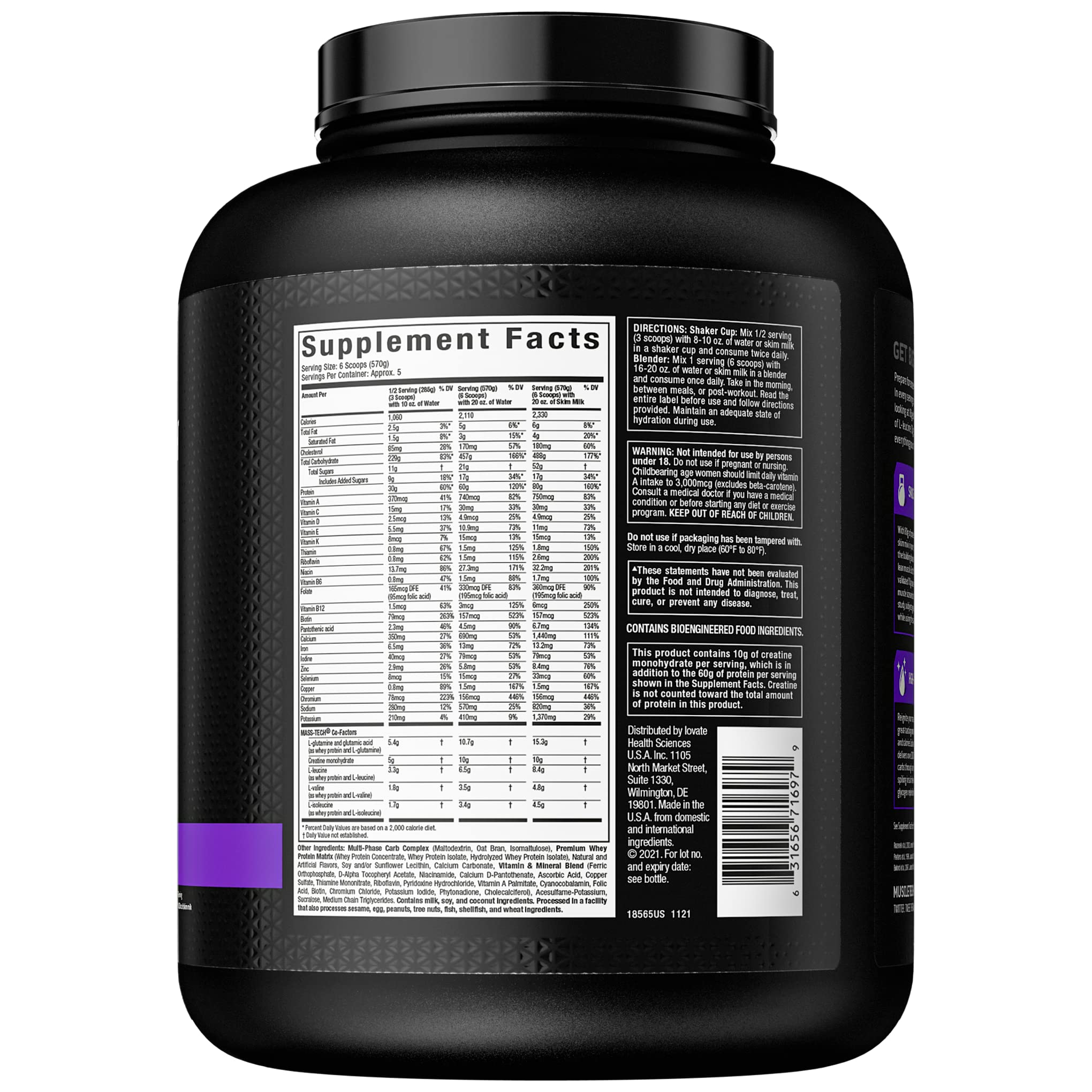 Muscletech Mass Gainer Mass-Tech Extreme 2000, Muscle Builder Whey Protein Powder MuscleTechUS supplements