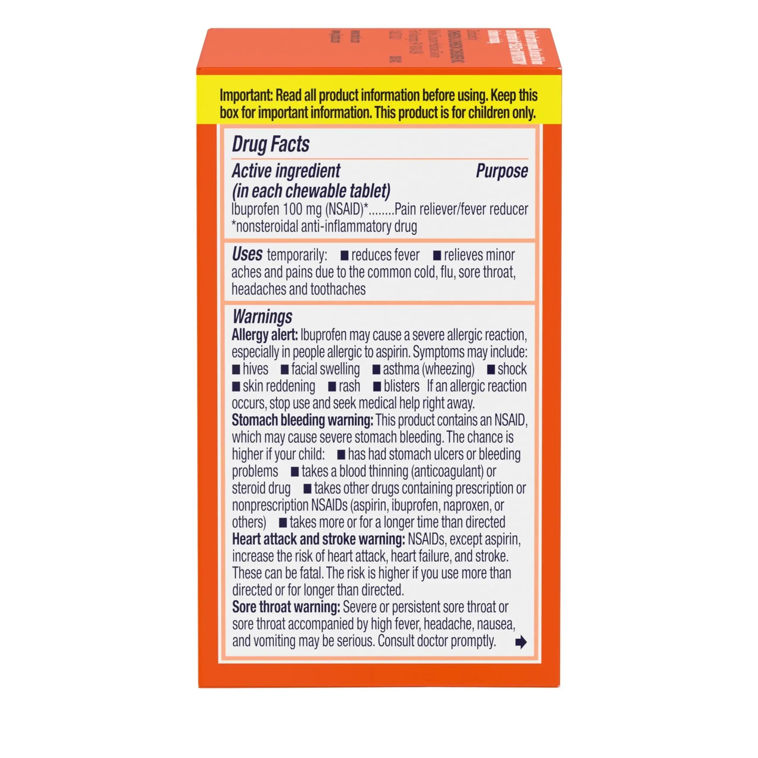 Motrin Children's Dye-Free Chewable Tablets with Ibuprofen, Kids' Fever Reducer & Pain Reliever for Sore Throat, Fever, Toothache & Pain Relief, Grape Flavor, 24 Count (Pack of 2) MotrinAu supplements