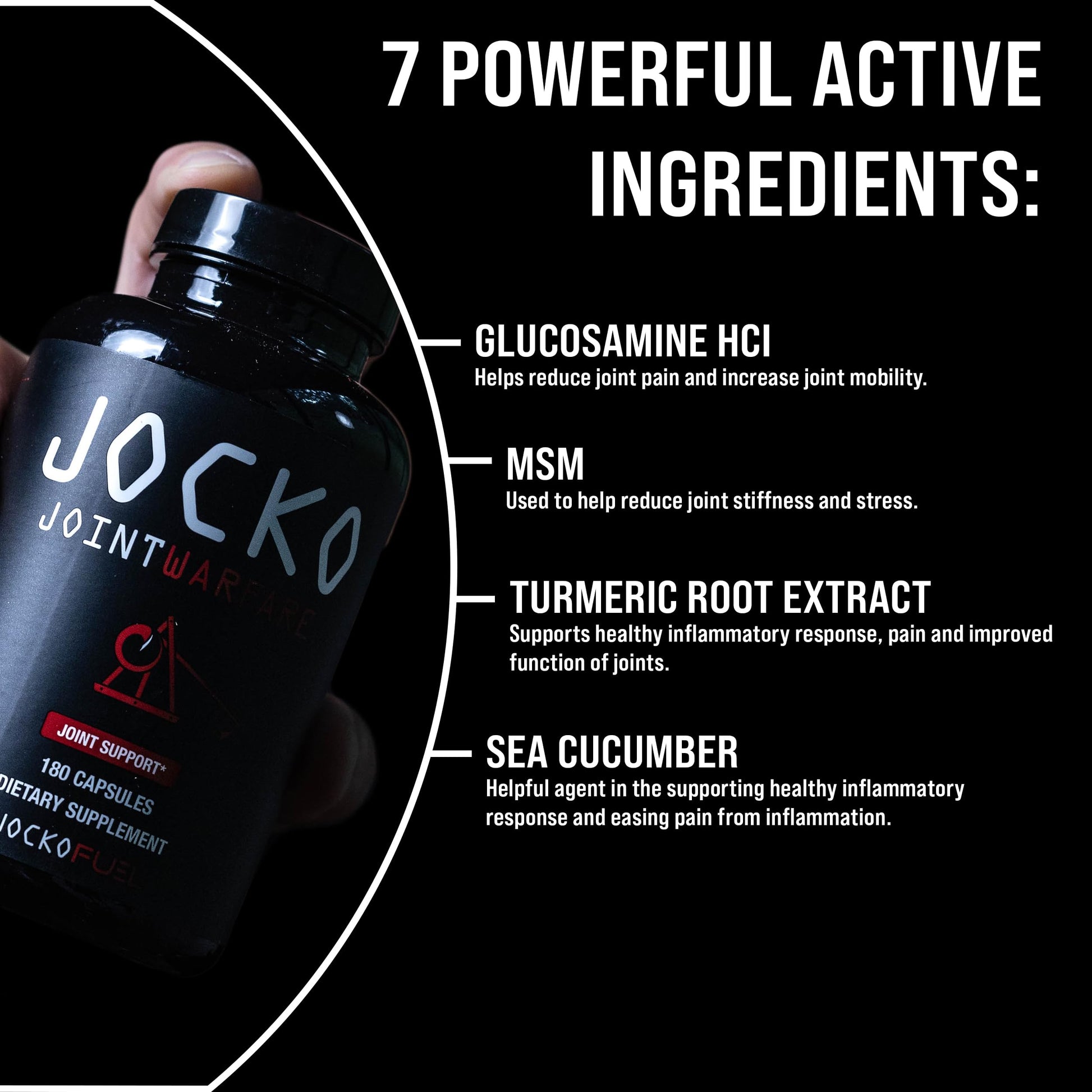 Jocko Fuel Joint Support Supplement - Glucosamine MSM for Joint Pain, Mobility, & Flexibility w/Turmeric & Boswellia (180 Capsules) Jocko FuelAu supplements