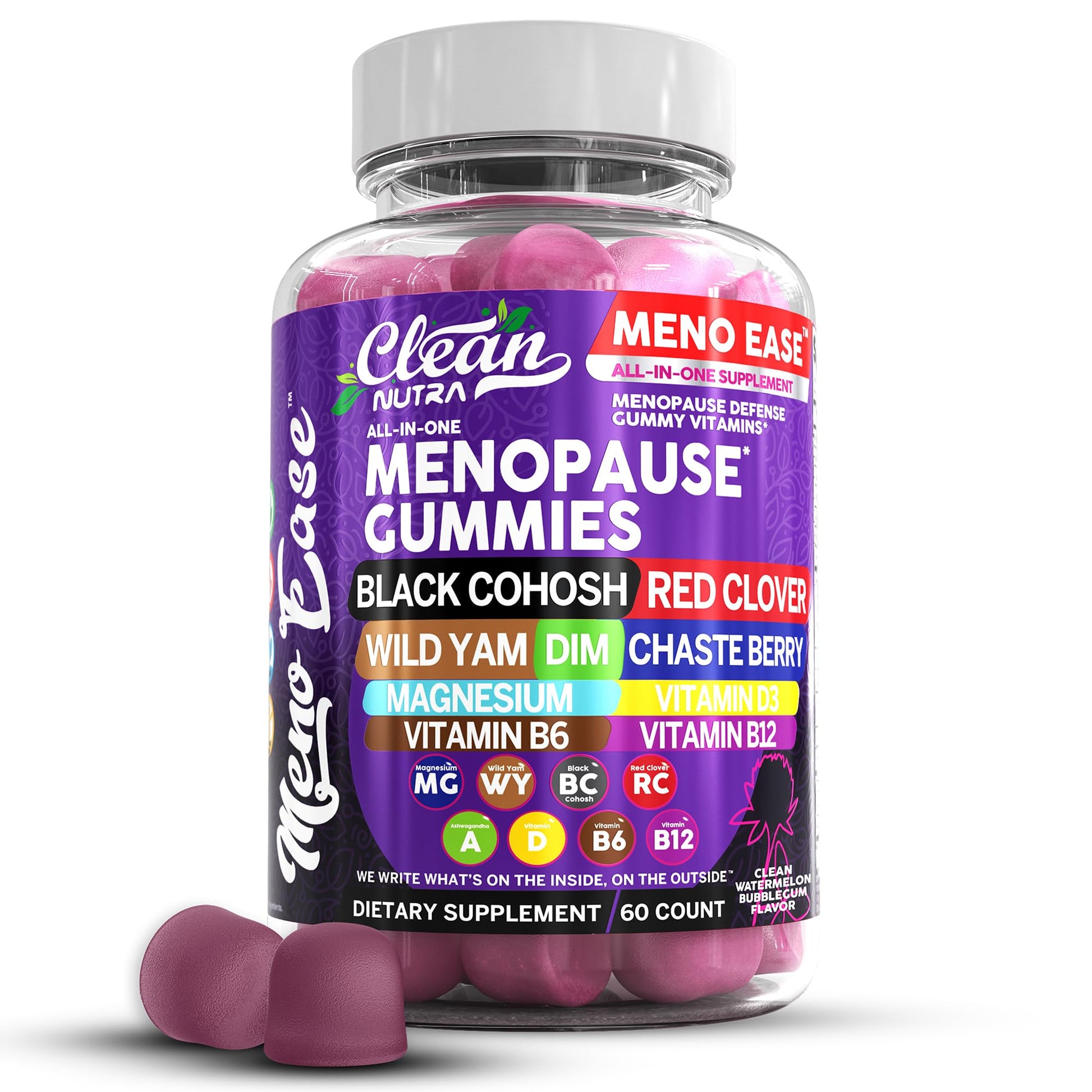 Menopause Supplement for Women Gummies with Black Cohosh, Wild Yam, DIM, Magnesium, Red Clover Chasteberry for Hormone Balance Relief Night Sweats Mood Plus Bergamot, Vitamin D3, Vitamin B6 B12 Clean NutraceuticalsAu supplements