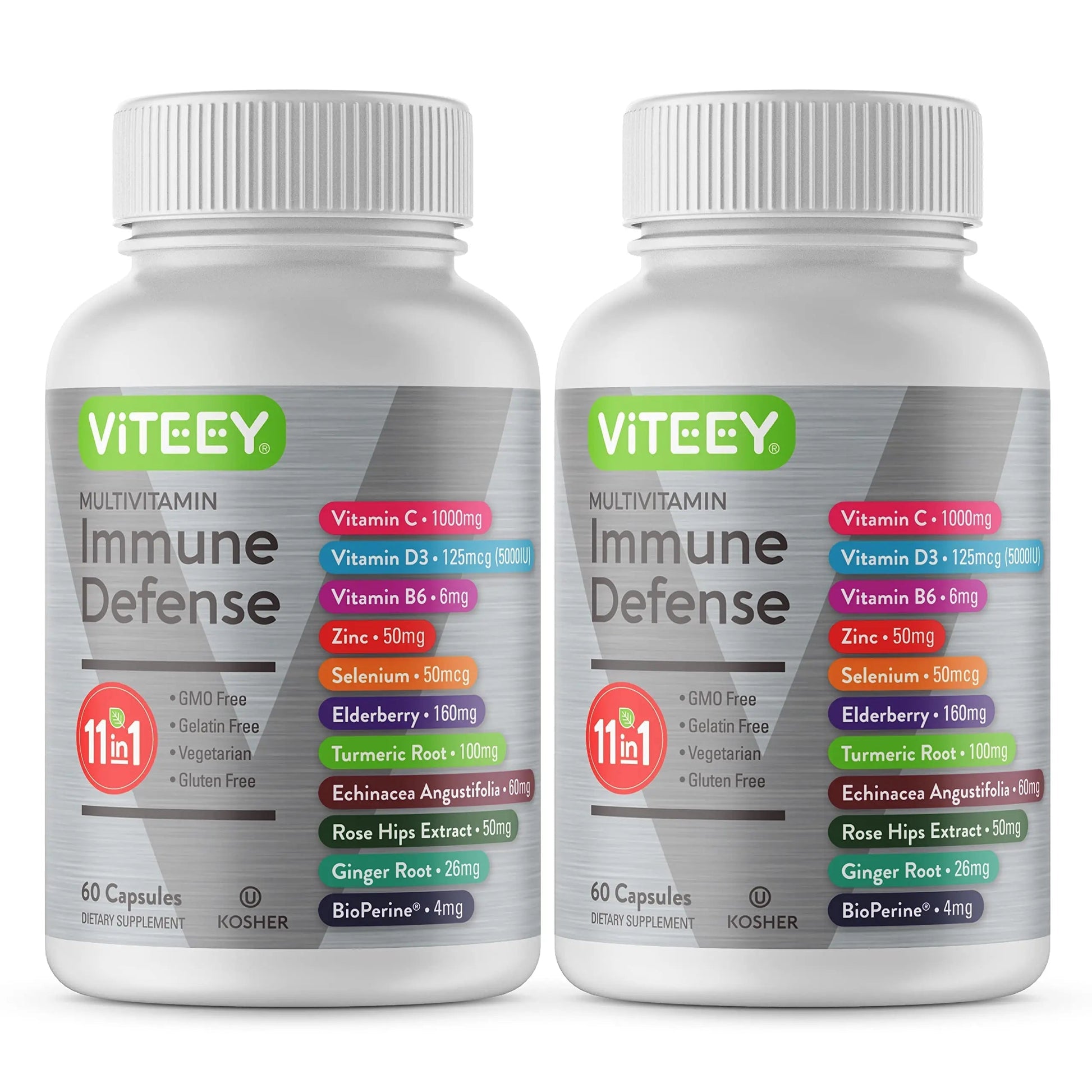 VITEEY 11 in 1 Immune Support Supplement - Immune Defense with Vitamin D3, B6, Echinacea, Turmeric, Rose-HIPS, Selenium ViteeyAu supplements