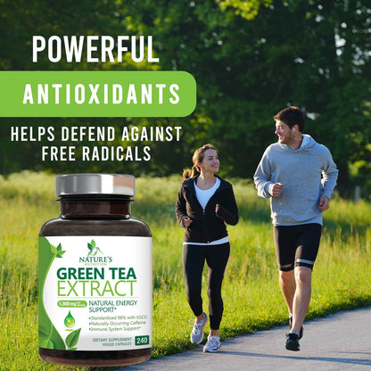 Green Tea Extract Capsules 1000mg 98% Standardized EGCG - 3X Strength for Natural Nature's NutritionUS supplements