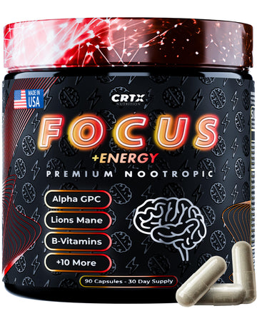 Nootropic Strongest Focus Supplement - Clinically Backed Ingredients Made in USA - Scientifically Backed Doses - Supplement for Brain Fog - AlphaGPC, Lions Mane, Rhodiola and More 10:1 90 Capsules CRTX NutritionAu supplements