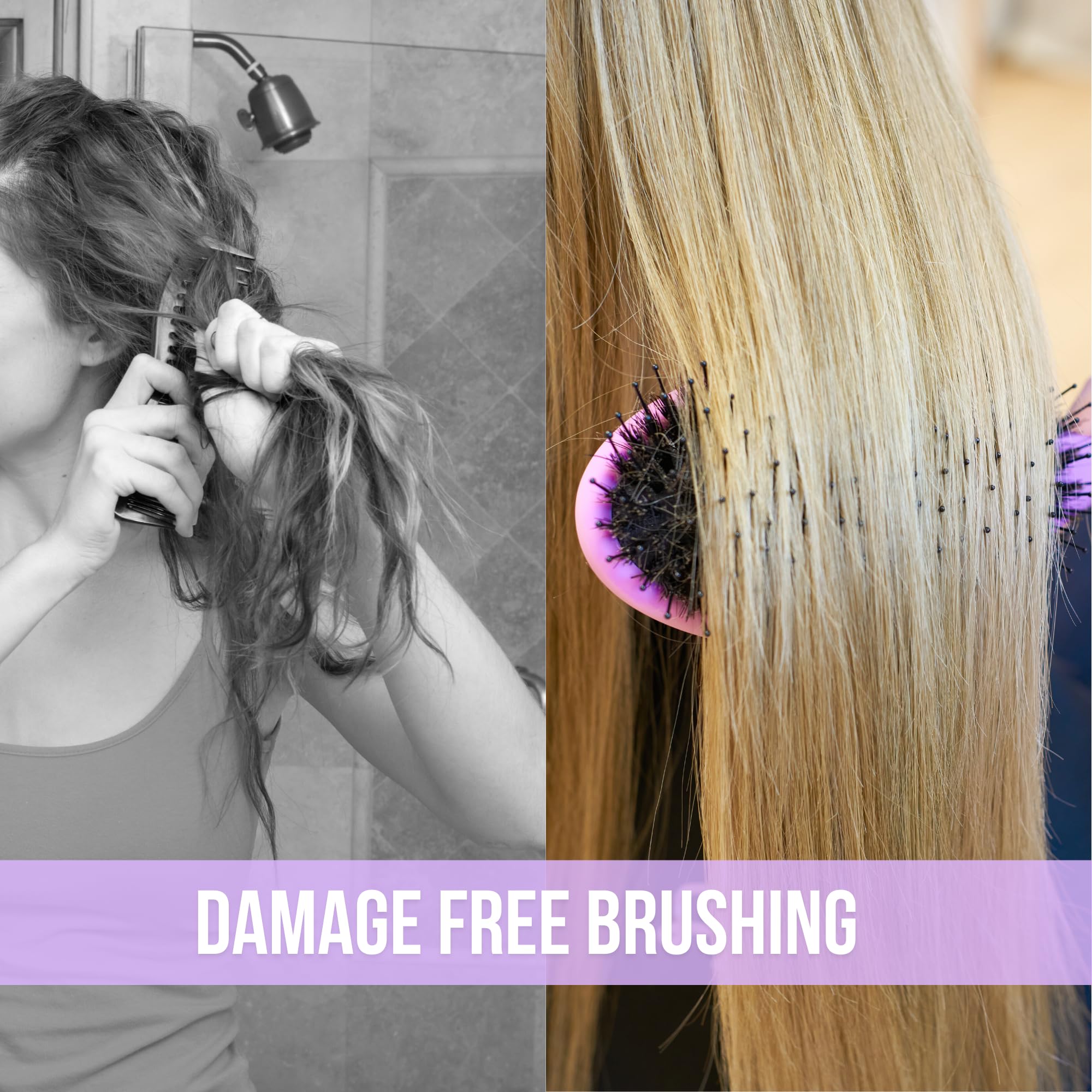 SimplyHair Ultimate Hair Extension Brush & Detangler Anti-Static, Dual Bristle Design, Soft Boar Bristle, Great for All Hair Types & Extensions - Pink & Purple Ombre Brush Ideal for Adults & Kids Simply HairAu supplements
