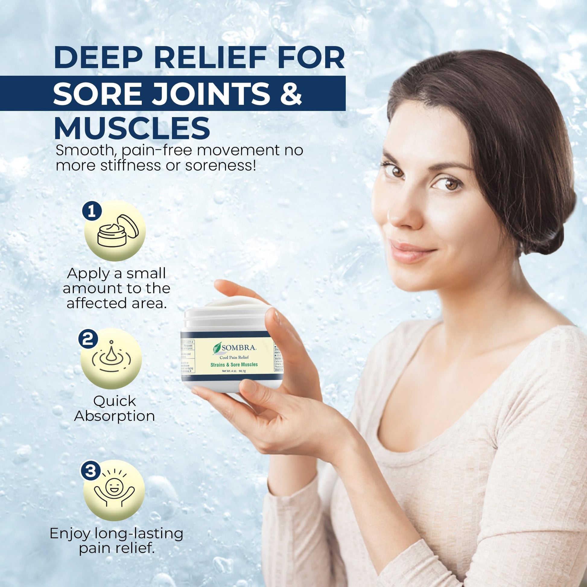 Sombra Original Cool Therapy Gel Cold Pain Relief for Swelling, Growing Pains, Soreness, Post-Workout, Vegan Formula Free of Artificial Fragrances, Dyes, NSAID, Wax, Petroleum, Alcohol - 4oz Jar SombraAu supplements