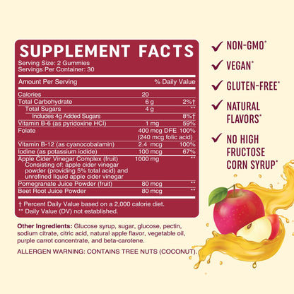Organic Apple Cider Vinegar Gummies (60 Ct.) | Weight, Digestion, Detox, Immunity & Diet Support MAV NUTRITIONUS supplements