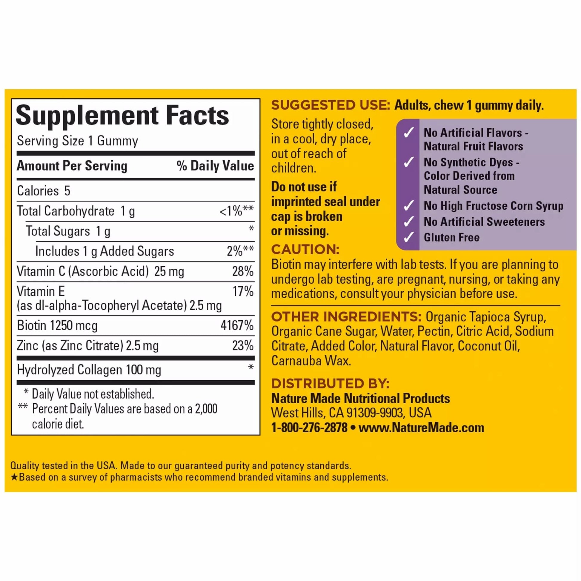 Nature Made Collagen Gummies with Vitamin C, Zinc and Biotin, Hydrolyzed Collagen Nature MadeAu supplements