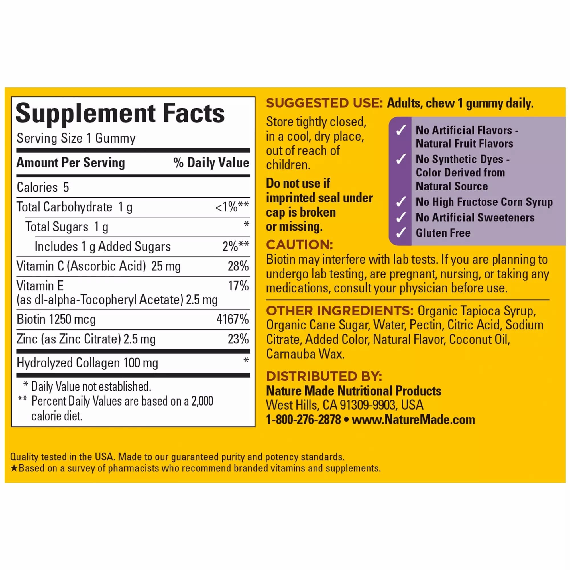 Nature Made Collagen Gummies with Vitamin C, Zinc and Biotin, Hydrolyzed Collagen Nature MadeAu supplements