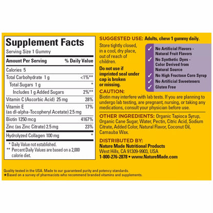 Nature Made Collagen Gummies with Vitamin C, Zinc and Biotin, Hydrolyzed Collagen Nature MadeUS supplements