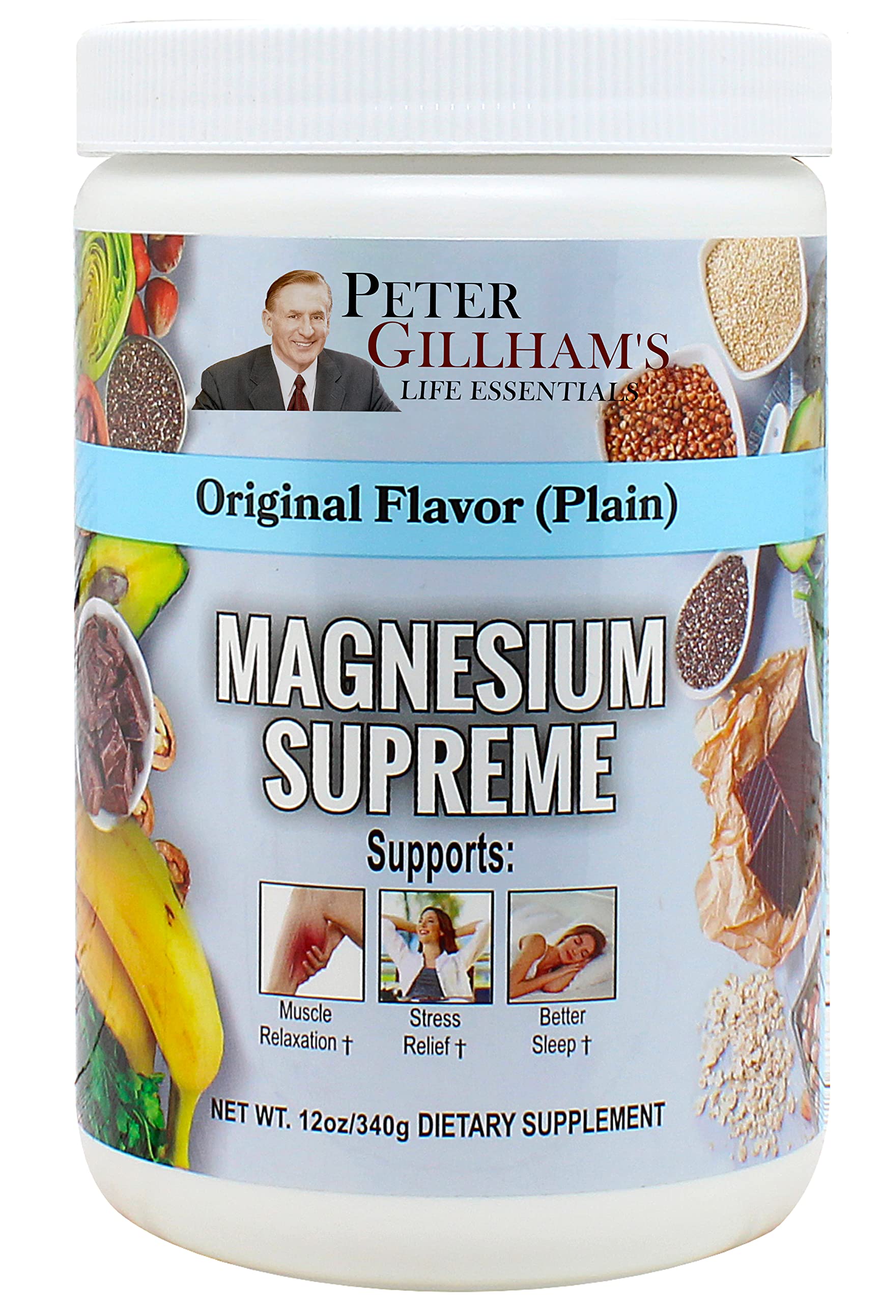 Magnesium Supreme (Original Plain Unflavored) Better Sleep, Relaxation Natural Magnesium Supplement, Non-GMO, Gluten Free, Vegan Formula. 12oz 75 Servings Peter's ChoiceAu supplements