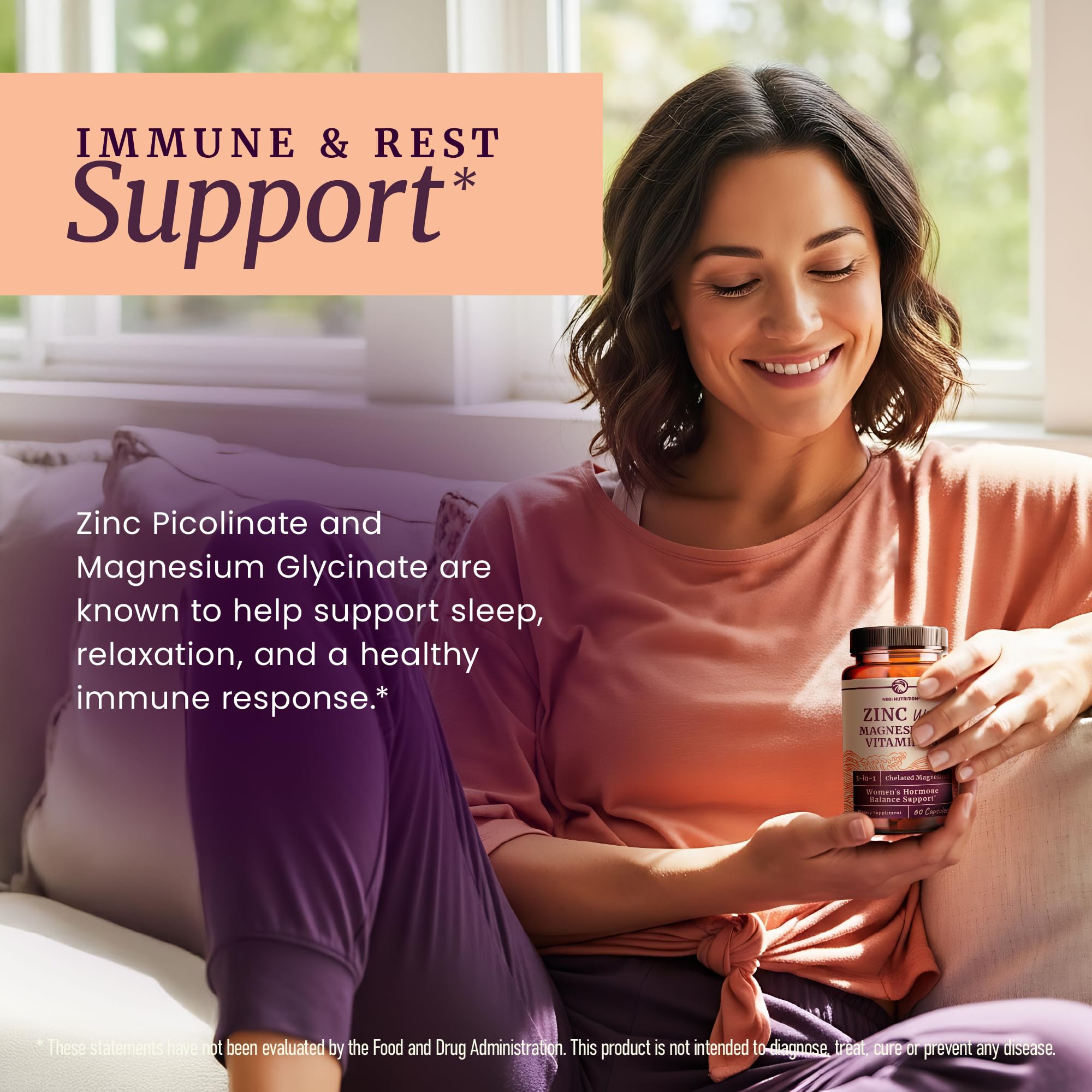 Zinc and Magnesium Supplement with Vitamin B6 | Women’s Hormone Balance, Menstrual Cycle & Immune Support | High Absorption Chelated Magnesium Glycinate with Zinc Picolinate and VIT B6 | 60 Ct Nobi NutritionAu supplements