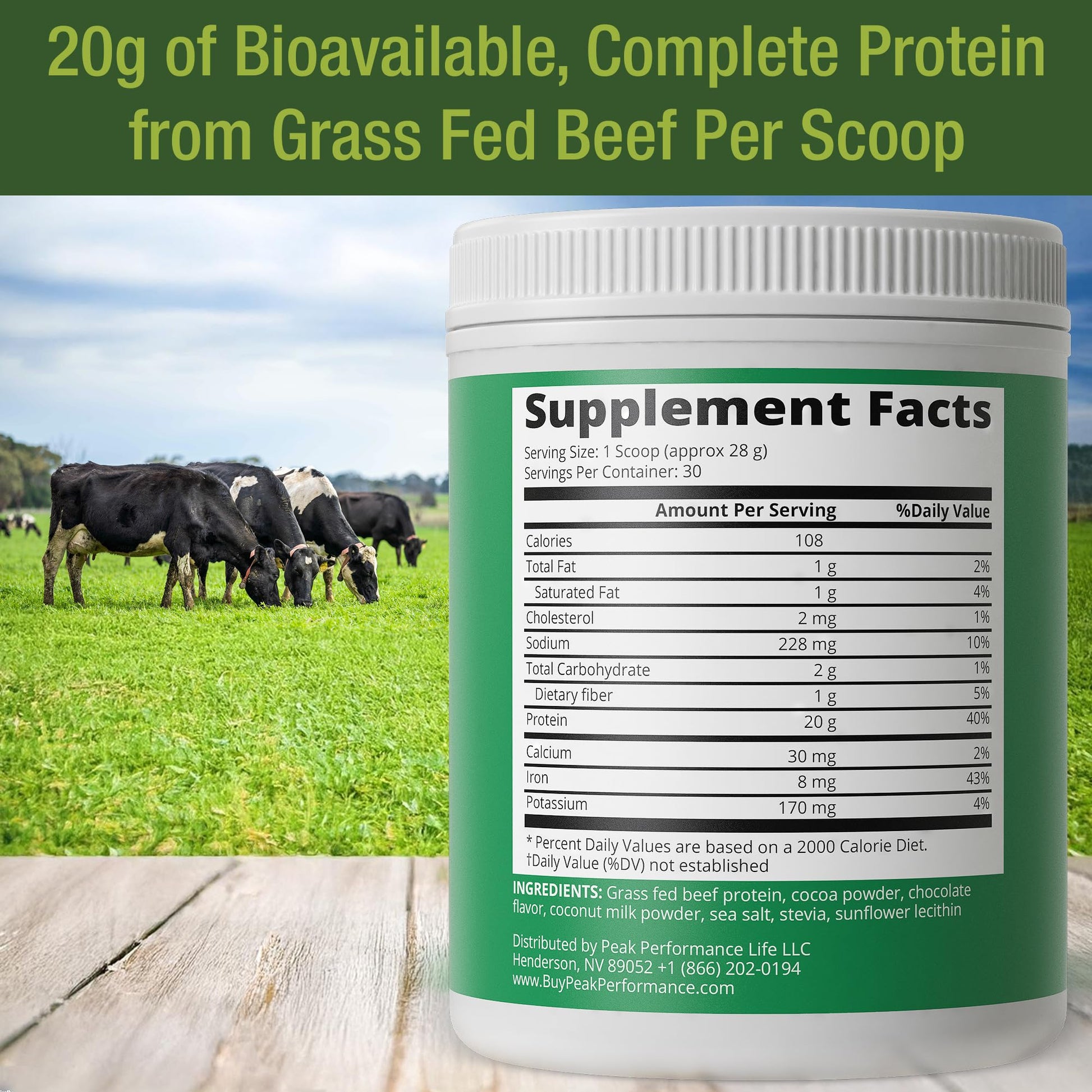 Grass Fed Beef Protein Powder - Lactose Free Great Tasting Beef Protein Isolate. Complete Animal Based Non Dairy Paleo Carnivore Supplement for Prime Muscle Building. No Whey. Chocolate Flavor Peak PerformanceAu supplements