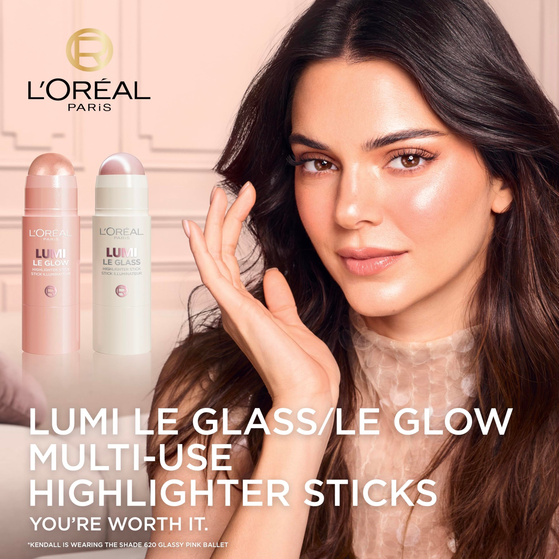 L'Oreal Paris True Match Lumi Le Glass Highlighter Stick, Reflective, Translucent, Glassy Highlighter for Face and Body, 620 Pink Ballet, 0.17 Oz L'Oreal ParisAu supplements
