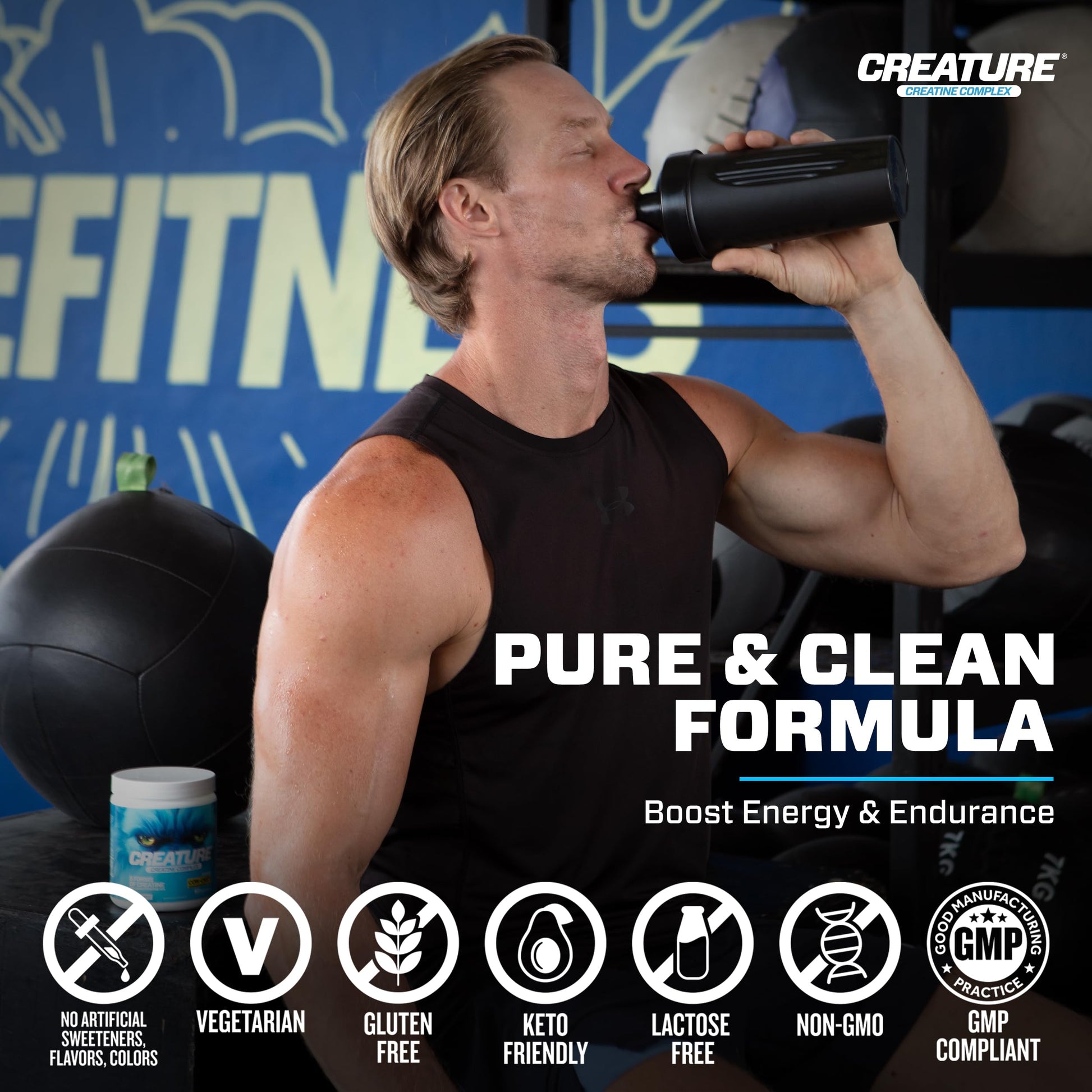 CREATURE® Creatine Complex - Creatine Monohydrate Powder with 5 Types of Creatine Including Con-Crēt® Creatine HCL, Promotes Muscle, Strength, Endurance, Brain Health, Unflavored, 300g 60 Servings CREATUREAu supplements