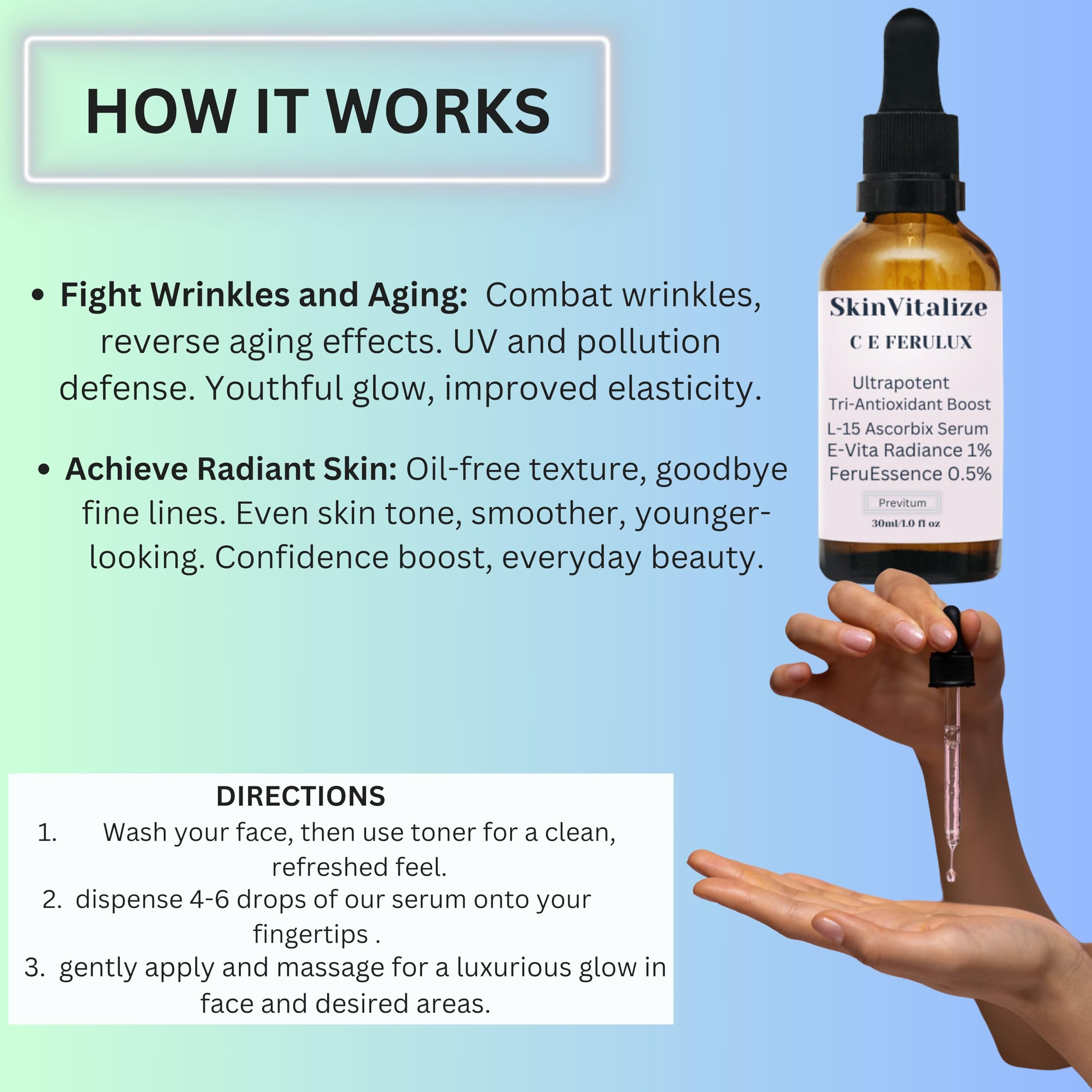 SkinVitalize C E ferulux Vitamin C Serum - 30ml: Advanced Formula for Fighting with Wrinkles Msupps.comAu supplements