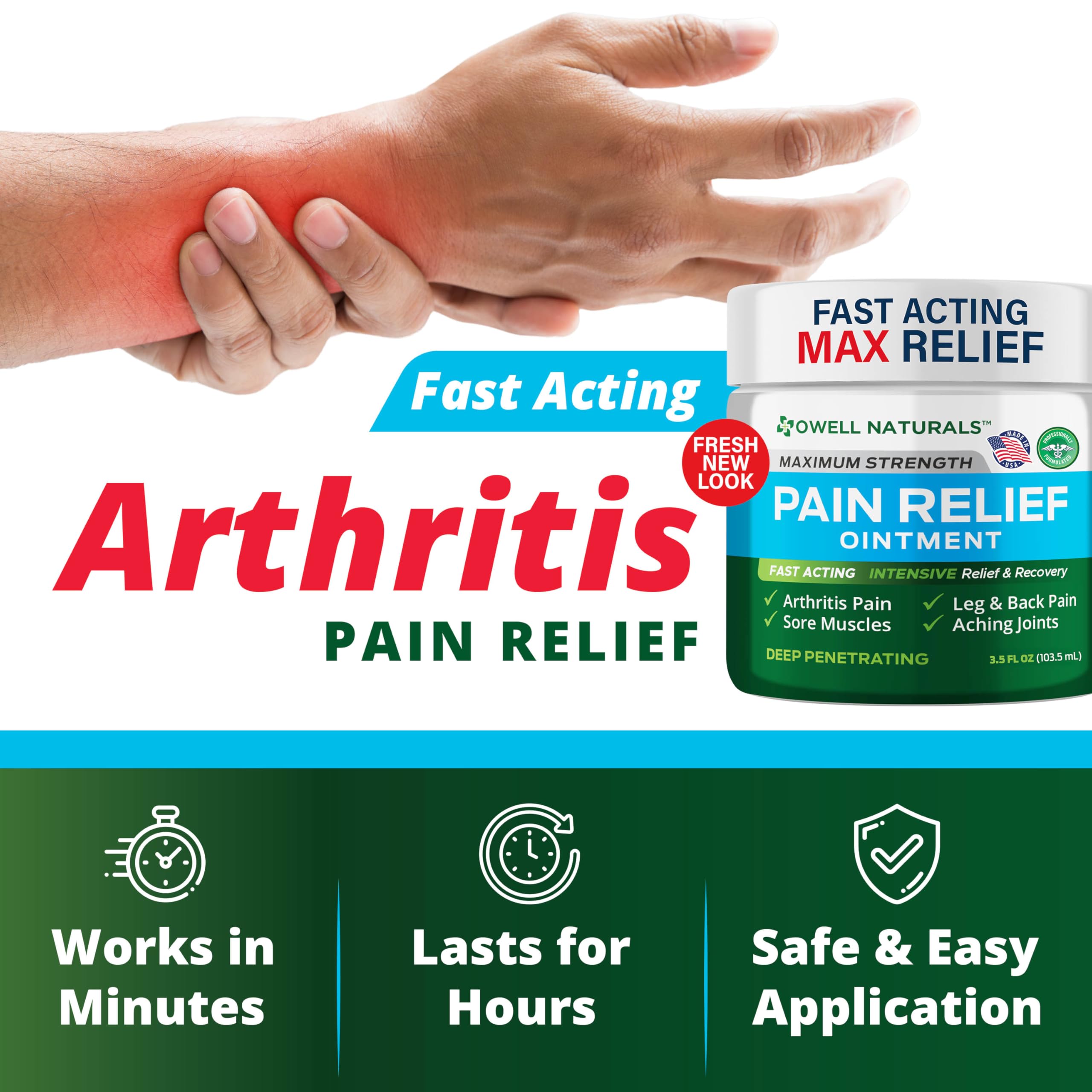 OWELL NATURALS Arthritis Pain Relief Ointment with Arnica & MSM – Deep Penetrating Joint & Muscle Therapy for Knee, Back, Sore Muscles, Legs, 3.5 oz (2 Pack) Owell NaturalsAu supplements