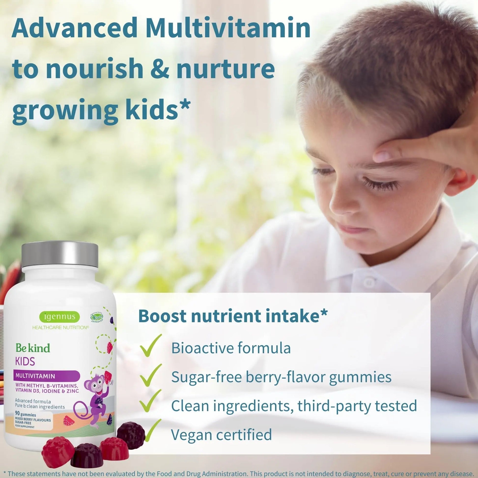 Igennus Methylated Kids Multivitamin Gummy, MTHFR, No Artificial Sweeteners or Flavors, Sugar Free, Age 4+, 90 Natural Berry Flavor Gummies Igennus Healthcare NutritionAu supplements
