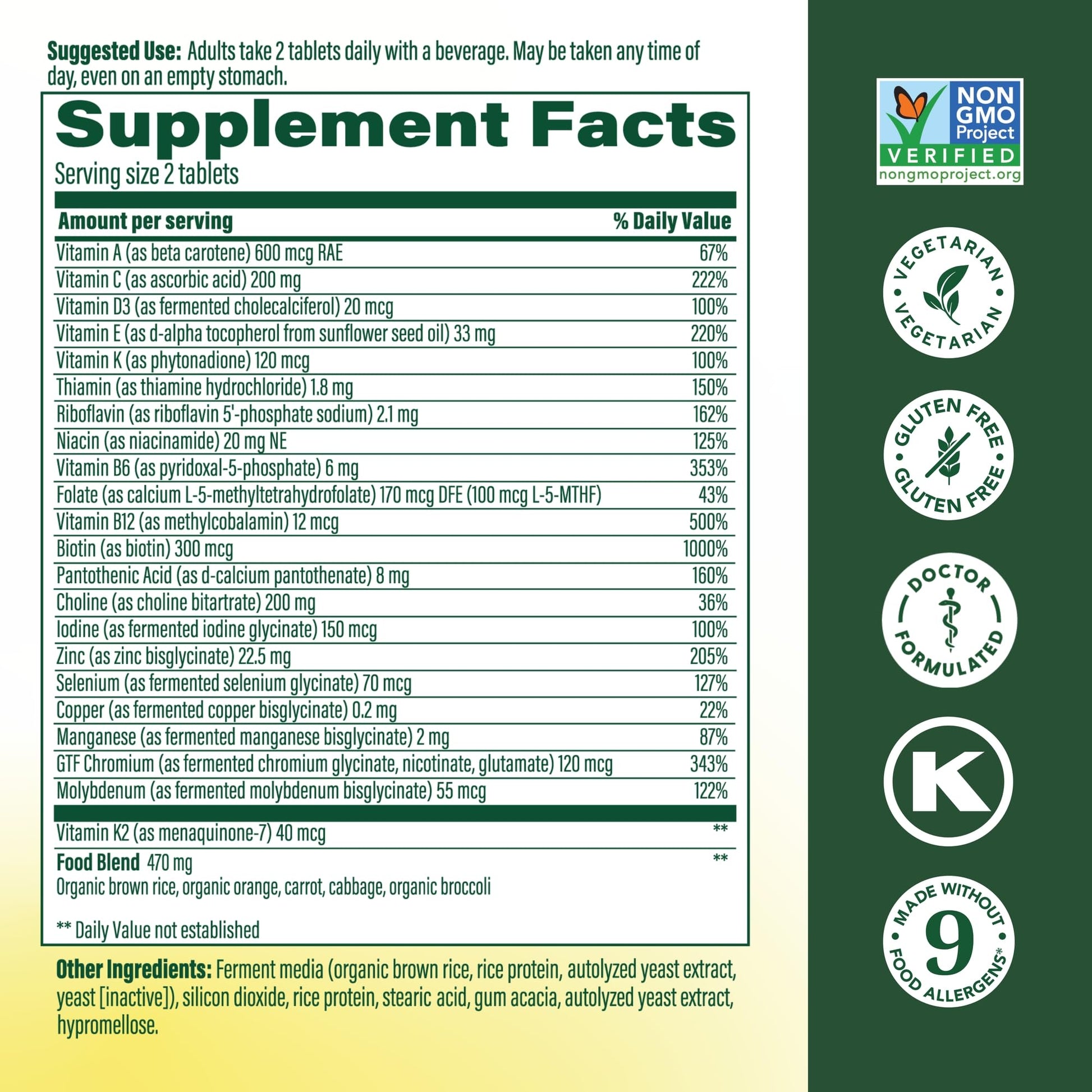 MegaFood Men's Advanced Multivitamin for Men - Doctor -Formulated - Choline, Vitamin B12, Vitamin D, Vitamin C & Zinc - Brain Health & Immune Support - Non-GMO - Vegetarian - 120 Tabs (60 Servings) MegaFoodAu supplements