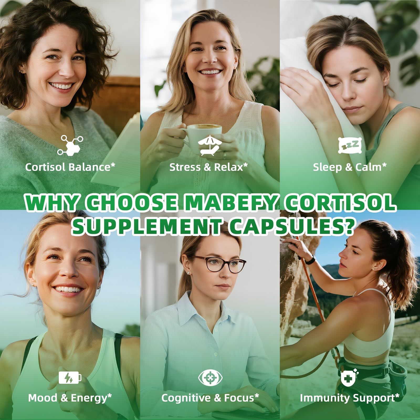 MABEFY Cortisol Supplements for Women/Men - 10 in 1 Cortisol Manager Reducer Lower Detox Balance with Magnesium, Ashwagandha, L-Theanine for Stress, Sleep, Calm, Mood Support - 60 Capsules for 30 Days MABEFYAu supplements