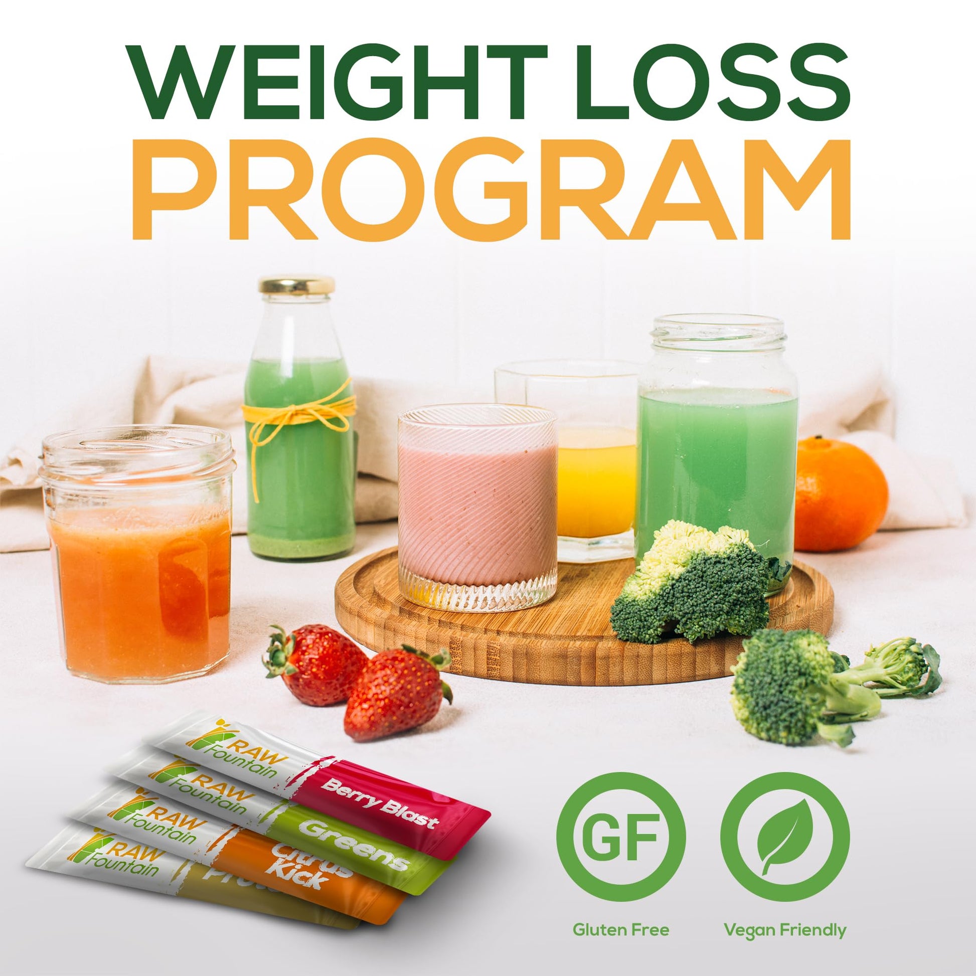 Raw Fountain 3 Day Juice Cleanse Detox, Weight Management Program, 24 Powder Packets Raw FountainAu supplements