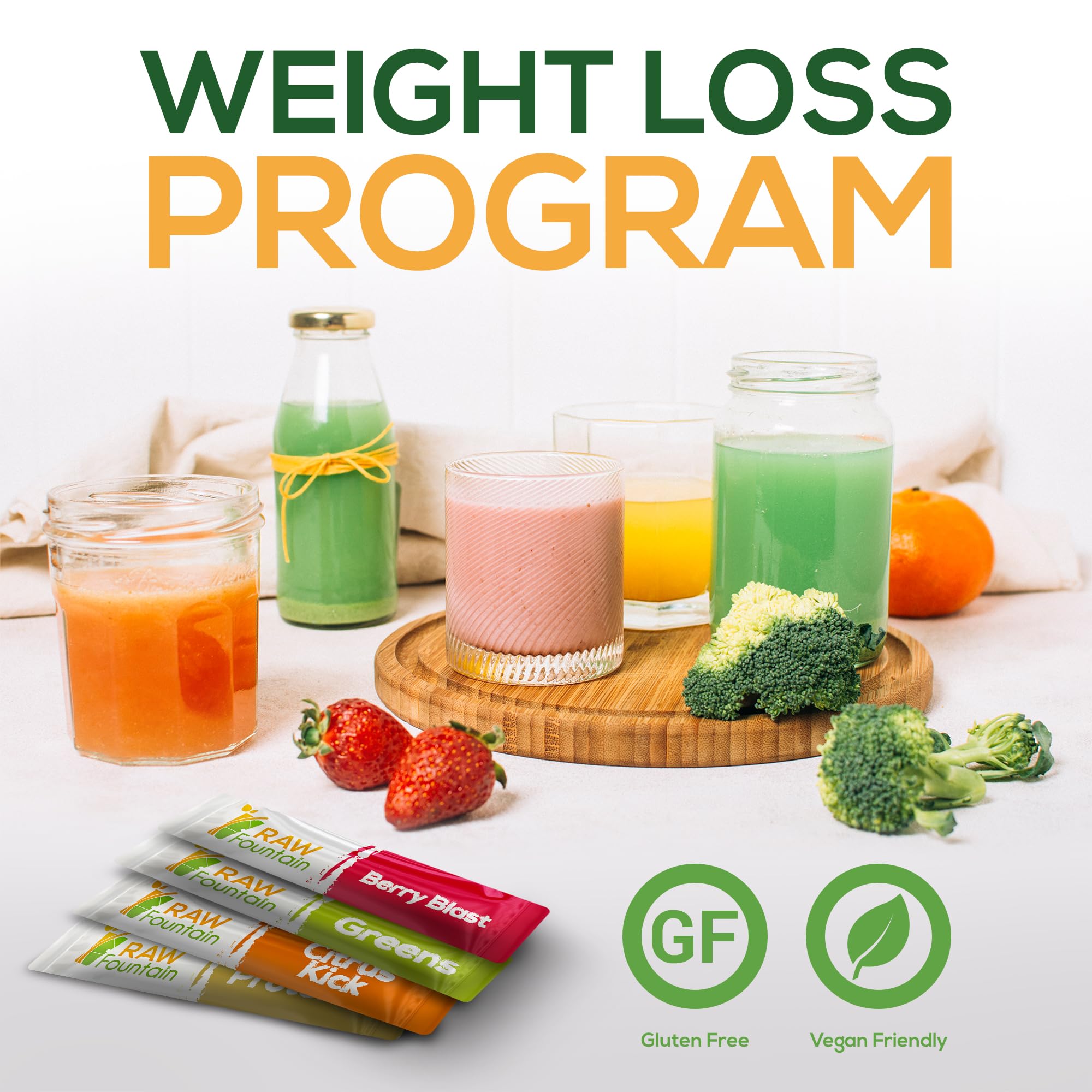 Raw Fountain 3 Day Juice Cleanse Detox, Weight Management Program, 24 Powder Packets Raw FountainAu supplements