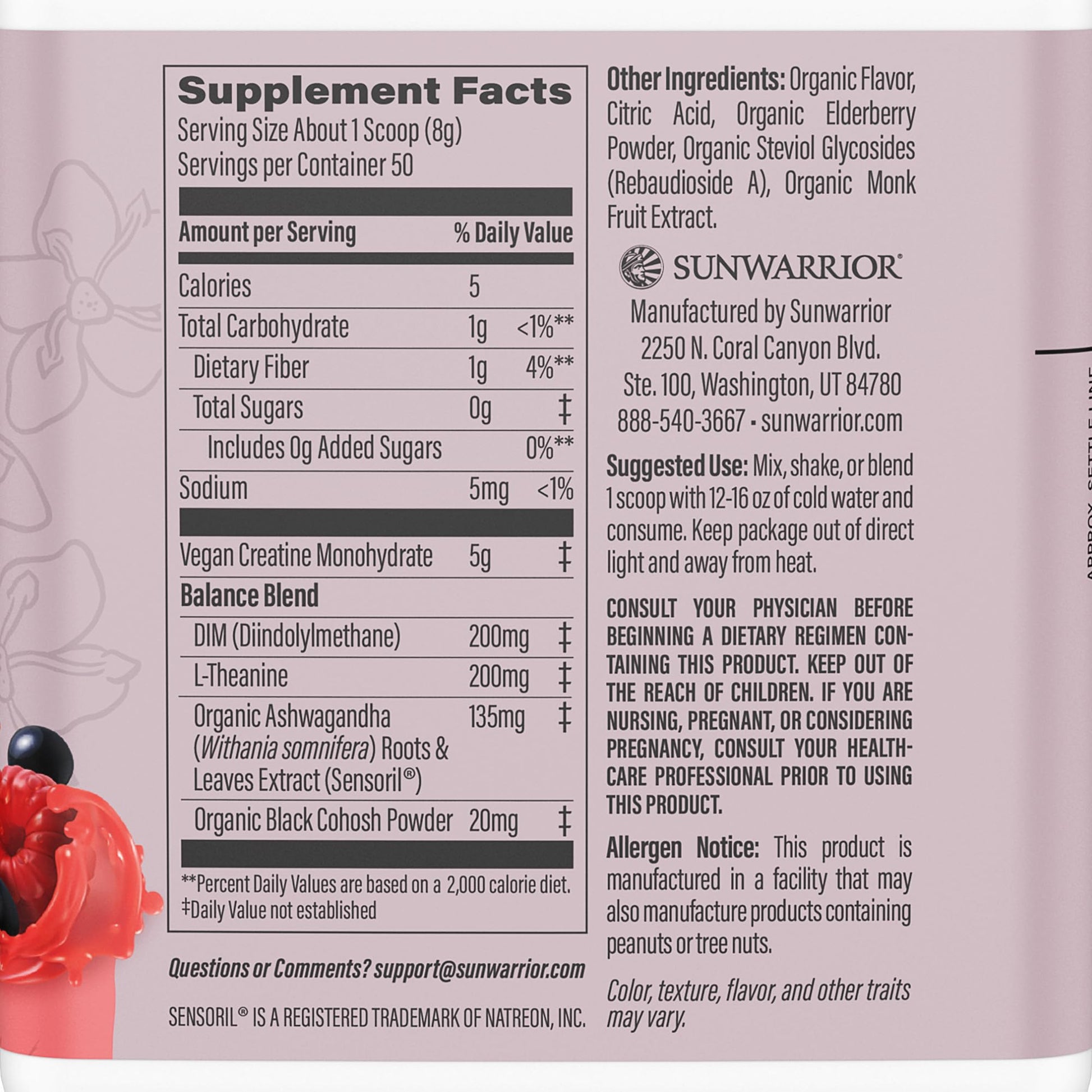 Sunwarrior Creatine for Women Monohydrate Powder Micronized Pre Workout Recovery Supplement Support Muscle Building Strength Training Cognition | Vegan and Easily Mixes 50 Servings, Raspberry Lemonade SunwarriorAu supplements