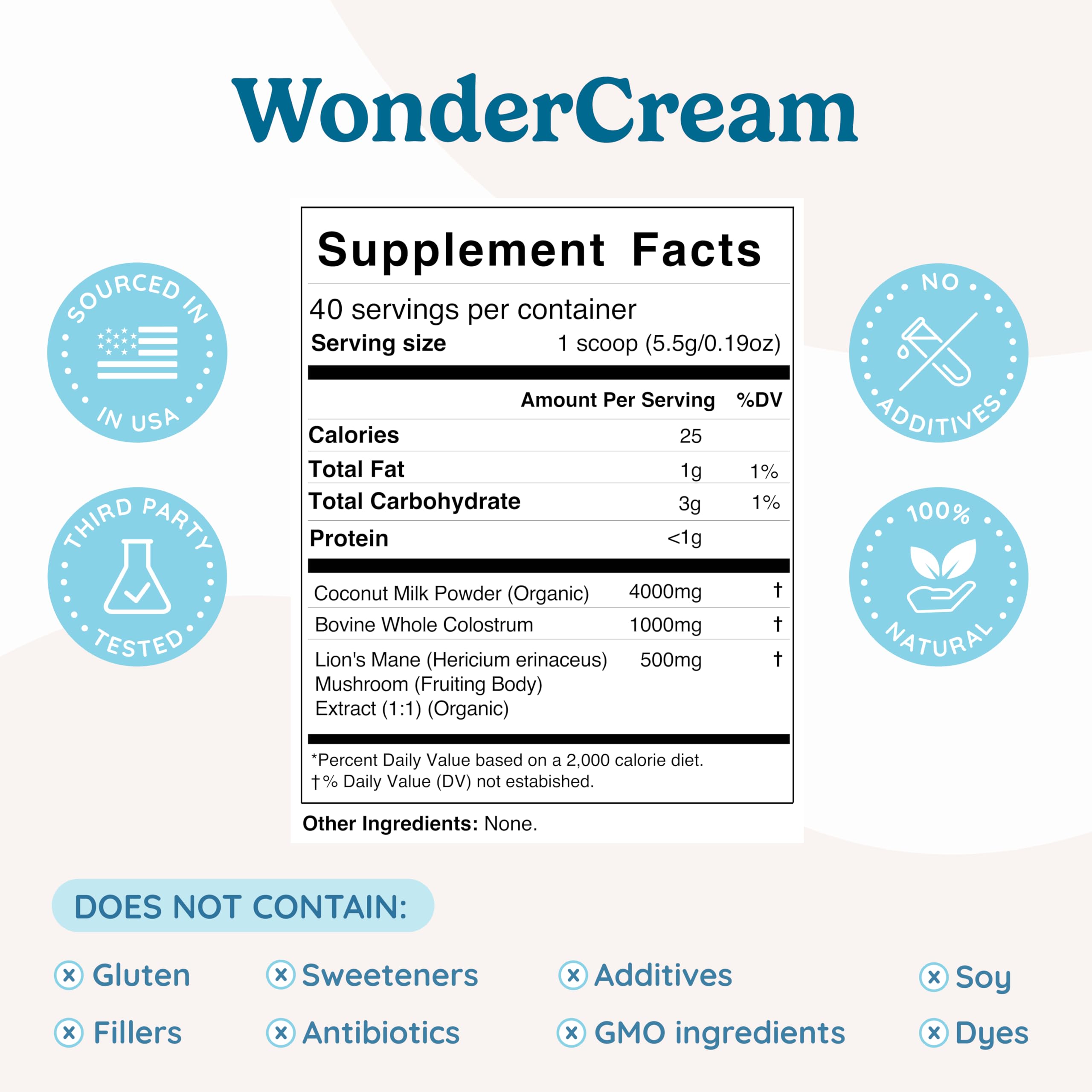 WONDERCOW Bovine Colostrum Superfood Creamer Supplement Powder w/Organic Lions Mane Mushroom & Coconut Milk Powder MCTs | Functional Sugar Free Keto Coffee, Smoothie & Drink Mix Unsweetened WONDERCOWAu supplements