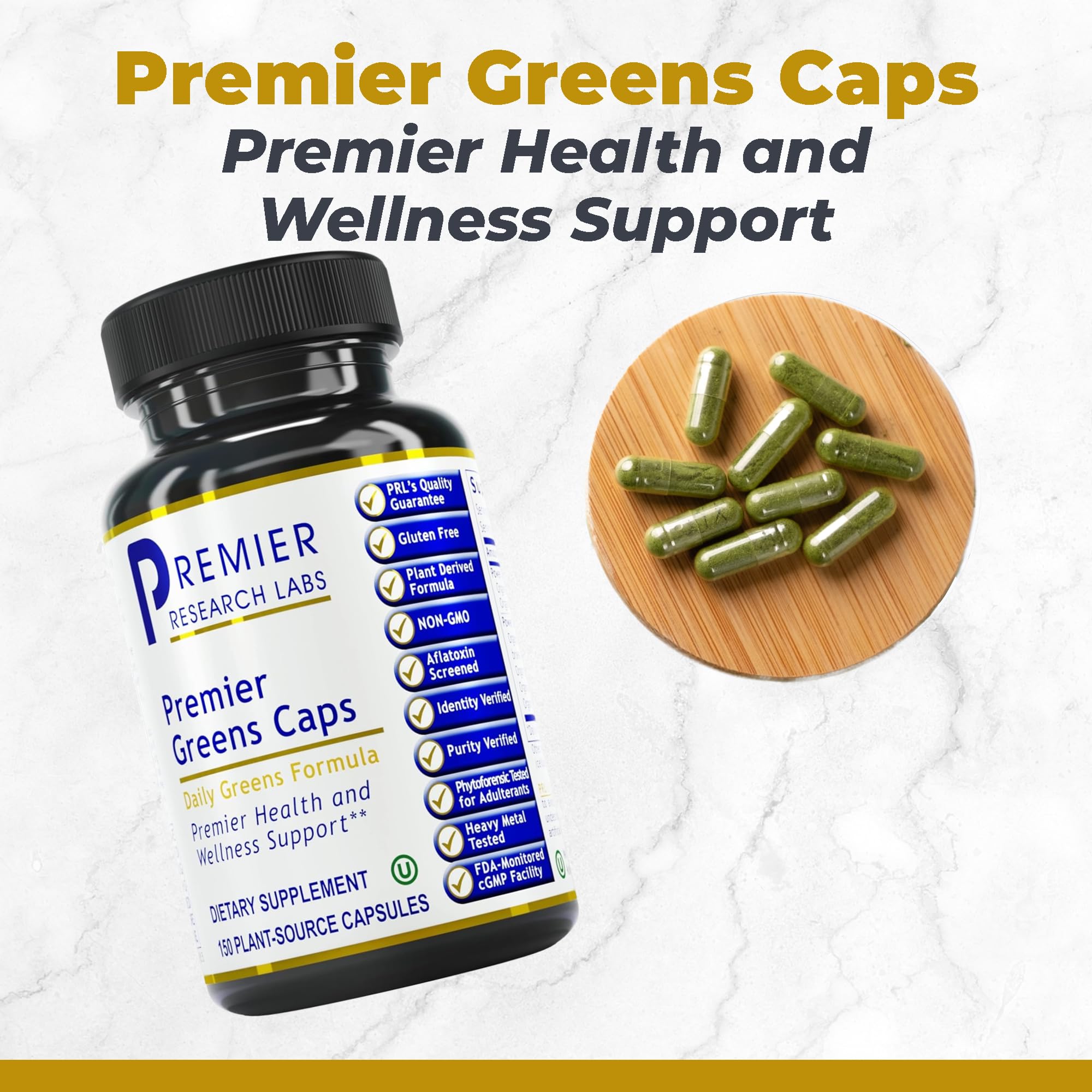 Premier Research Labs Greens Capsules - Super Greens Capsules, Greens Supplements, Super Greens Pills for Wellness, Veggie Pills with Leafy Greens, Kale, Chlorella - 150 Vegetarian Capsules Premier Research LabsAu supplements