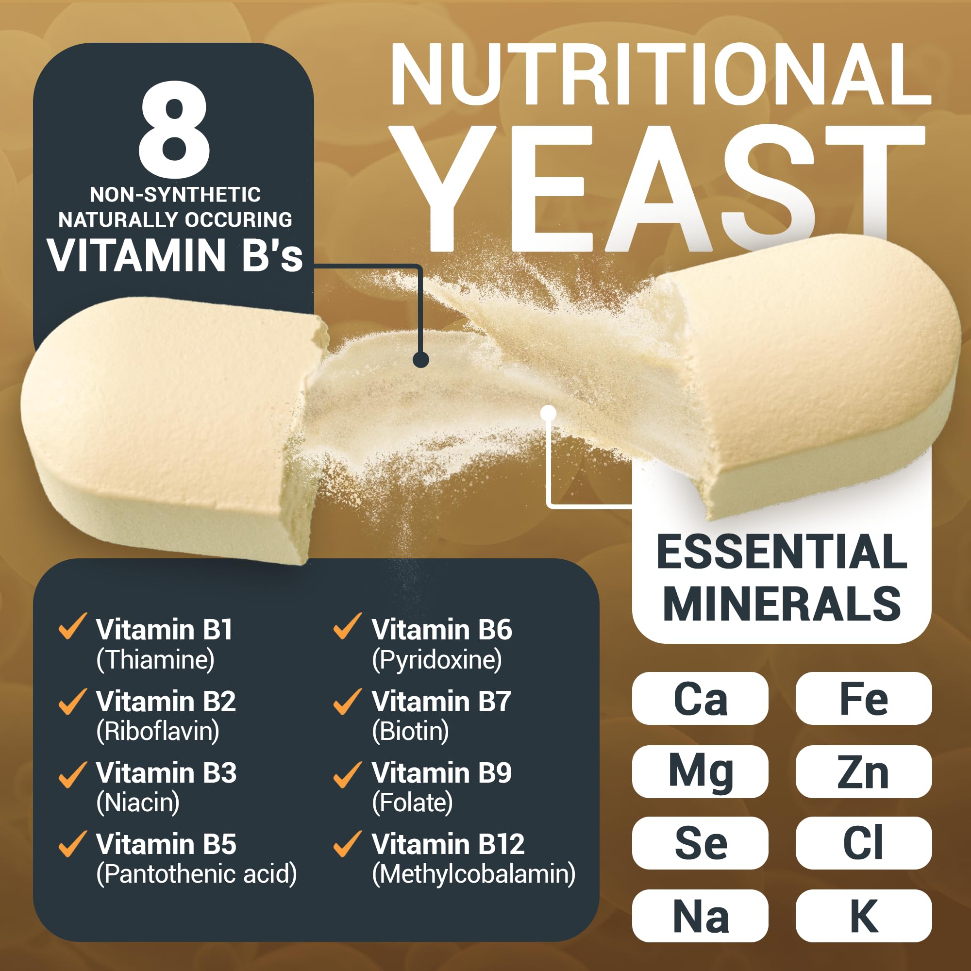 Dr. Berg Nutritional Yeast Tablets – Natural B12 Added - All 8 B Vitamin Complex – Organic Dr. Berg NutritionalsUS supplements