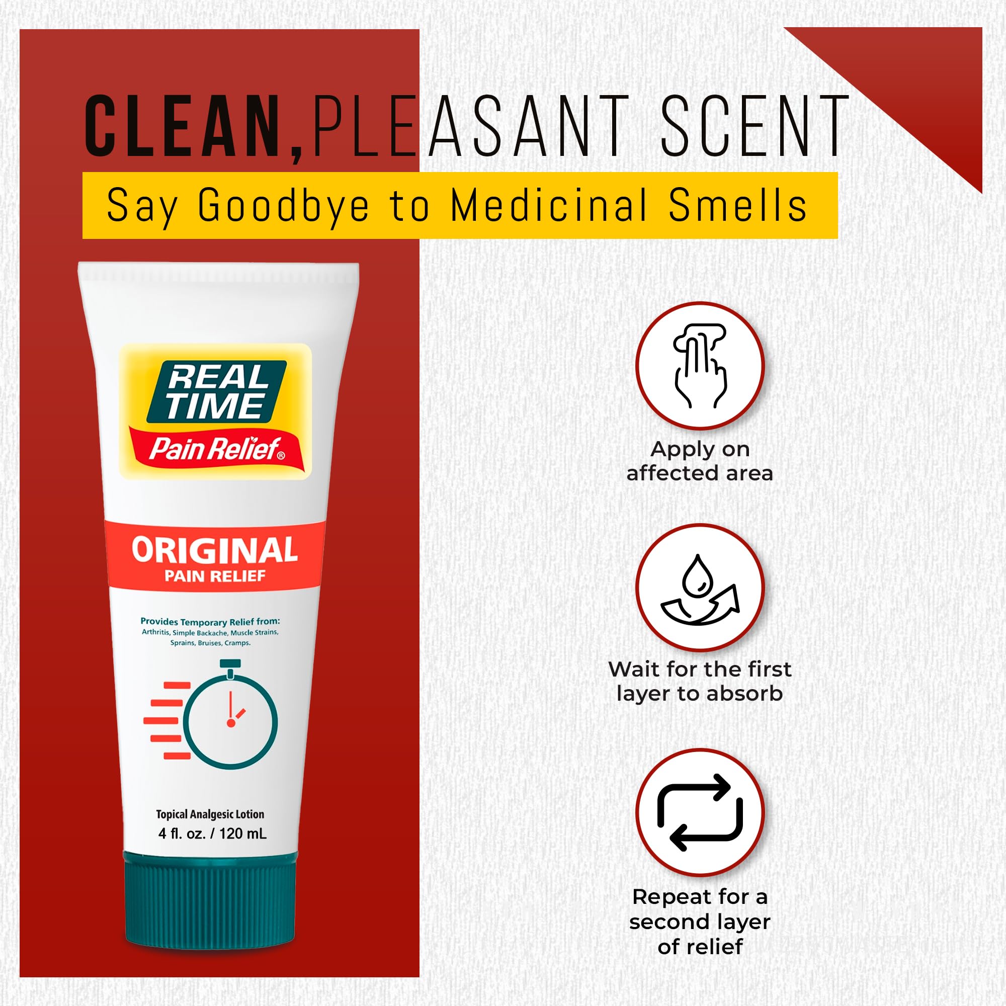 Real Time Pain Relief Cream 4oz Tube | 17 Natural Ingredients: 1.25% Menthol, Arnica & MSM | Muscle Strain & Joint Discomfort Relief for Arthritis, Cramps, Sprains, Bruises, Hands, Back & Knee Pain Real Time Pain ReliefAu supplements