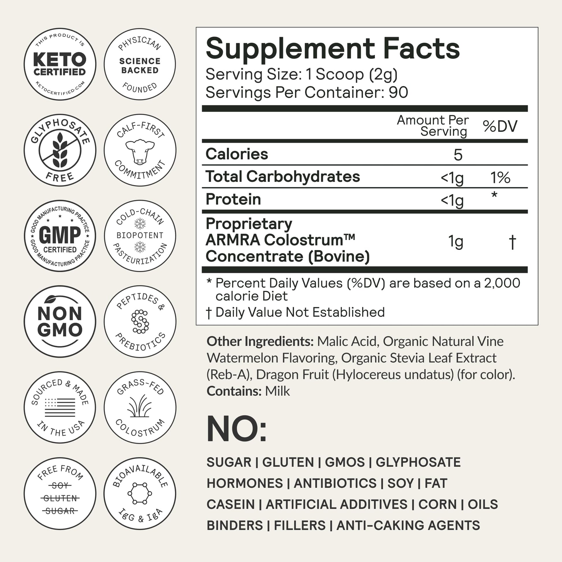 ARMRA Colostrum™ Premium Powder, Grass Fed, Gut Health Bloating Immunity Skin & Hair, Contains 400+ Bioactive Nutrients, Keto, Gluten & Fat Free (Vine Watermelon Bundle | 120 Servings) ARMRAUS supplements