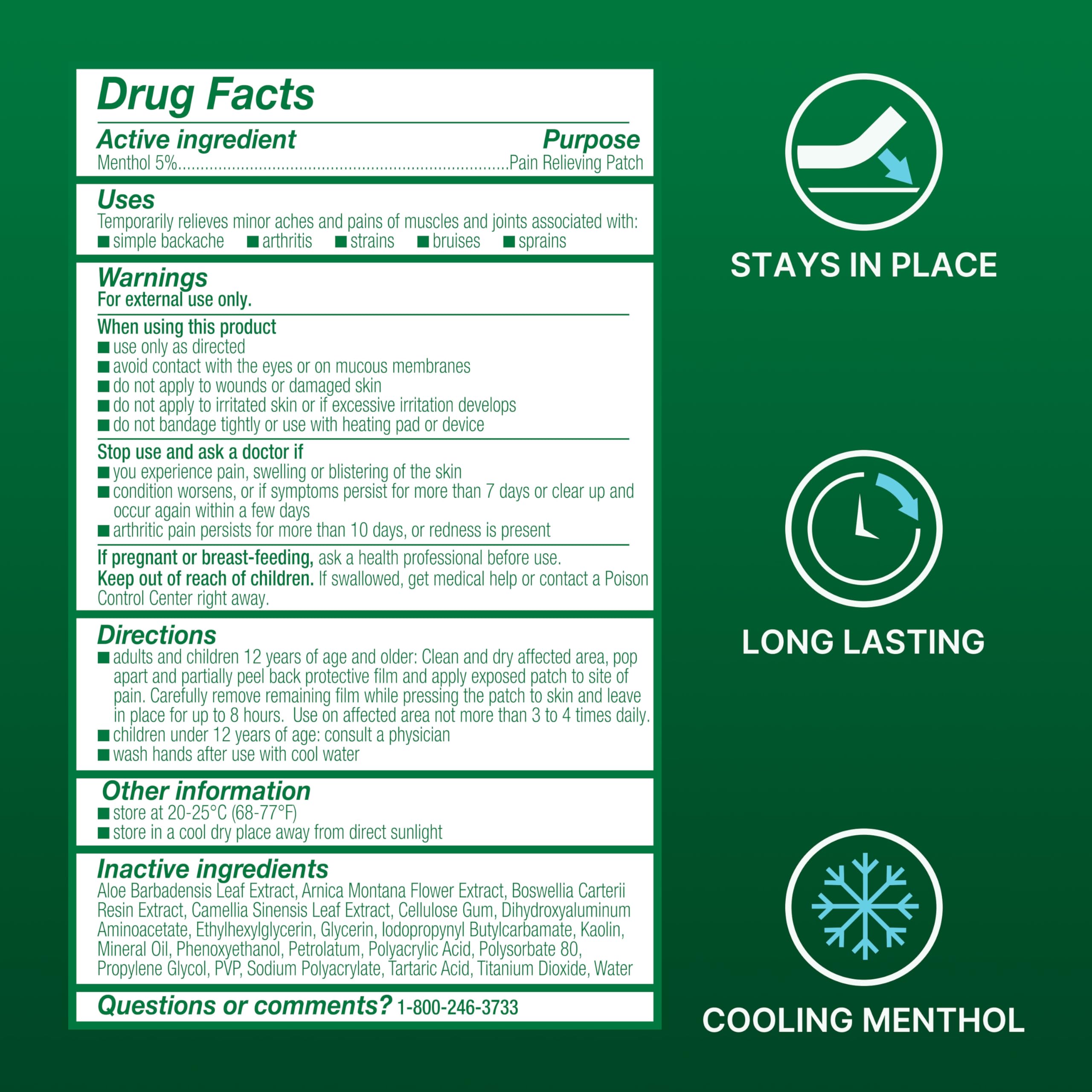 Biofreeze Menthol Pain Relieving Patches (5 Patches Per Box) Up To 8 Hours Of Pain Relief From Sore Muscles, Arthritis, Backaches, Spains, Bruises, Strains And Joint Pain (Package May Vary) BiofreezeAu supplements
