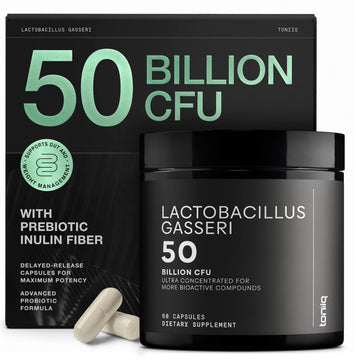 Lactobacillus Gasseri - Ultra High Strength 50 Billion CFU - Delayed Release Capsules - Made with Prebiotic Inulin Fiber - Supports Digestive Health & Gut Flora - Third-Party Lab Tested - 60 Capsules ToniiqAu supplements