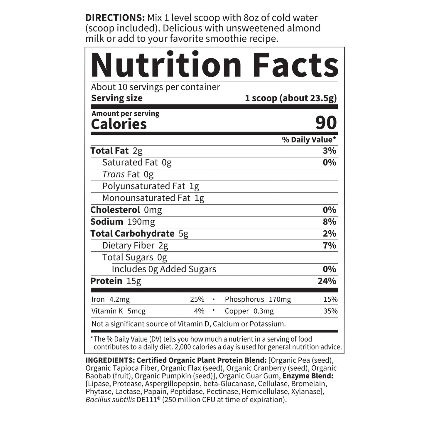 Garden of Life Organic Plant Based Protein Powder - Smooth Unflavored - Vegan Garden of LifeUS supplements