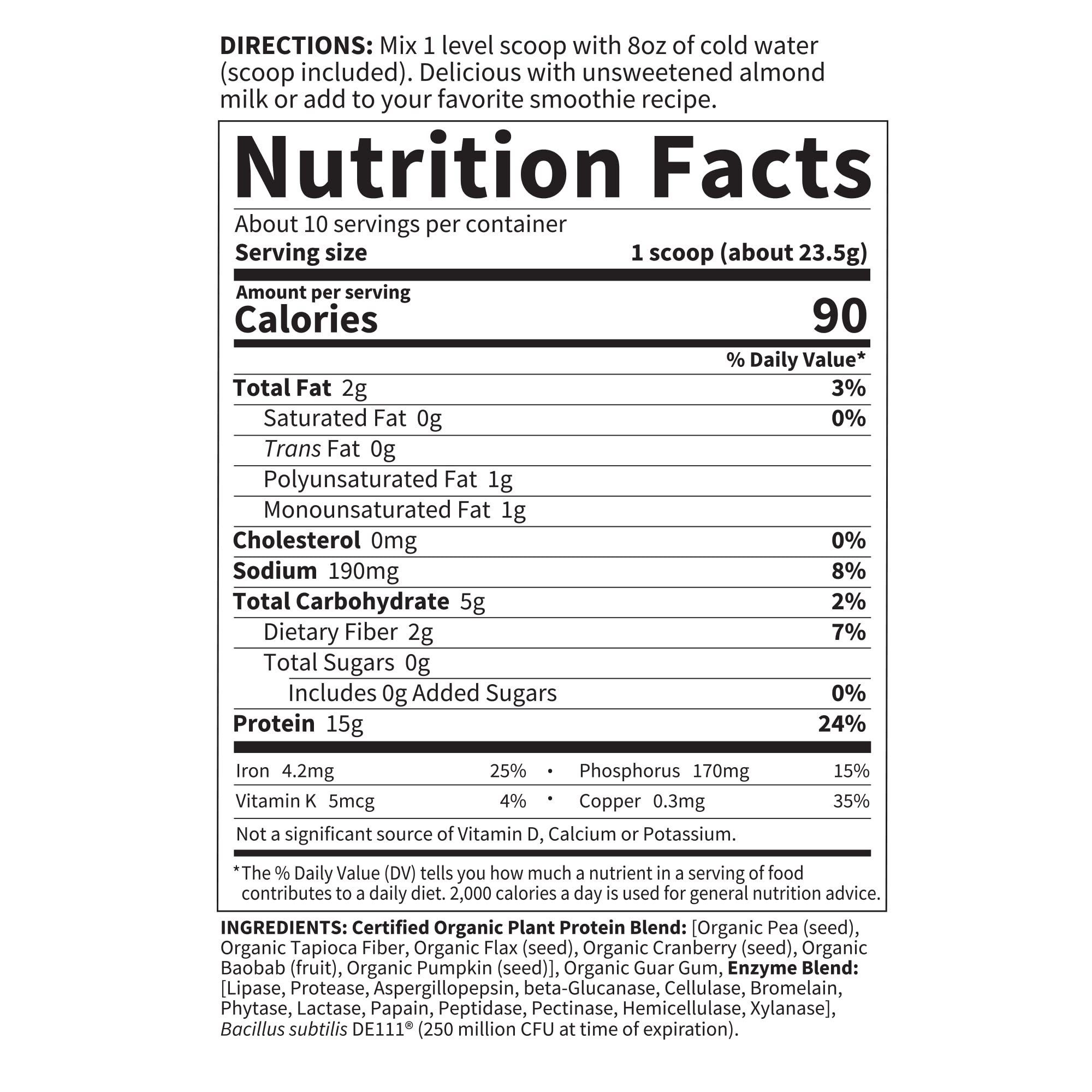 Garden of Life Organic Plant Based Protein Powder - Smooth Unflavored - Vegan Garden of LifeUS supplements