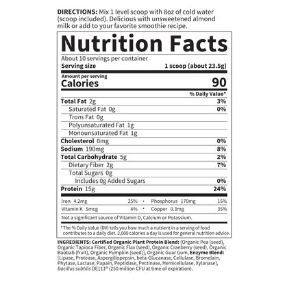 Garden of Life Organic Plant Based Protein Powder - Smooth Unflavored - Vegan Garden of LifeUS supplements