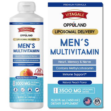 oppuland - Men's Multivitamin - Liquid Supplement - Liposomal Delivery - Daily Multi Vitamin with Biotin B Complex Omega-3 - Hair & Nail Support Vitamin oppulandUS supplements
