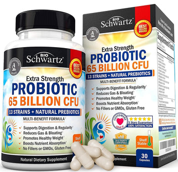 Probiotic 65 Billion - Probiotics with Prebiotic for Women & Men - Lactobacillus BioSchwartzAu supplements