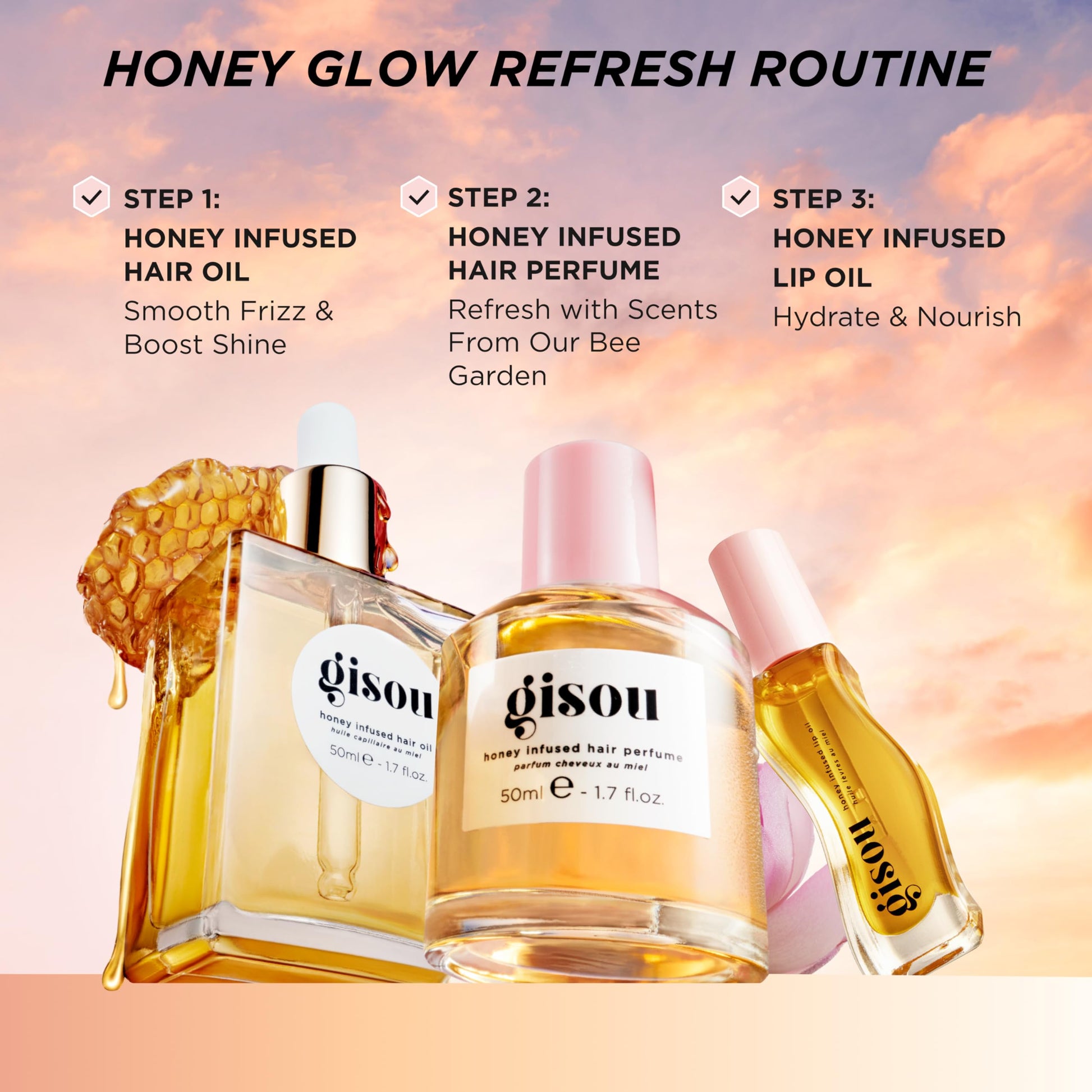 Gisou Honey Infused Hydrating Lip Oil, Nourishing Lip Moisturizer for Dry Lips (Watermelon Sugar) GisouAu supplements