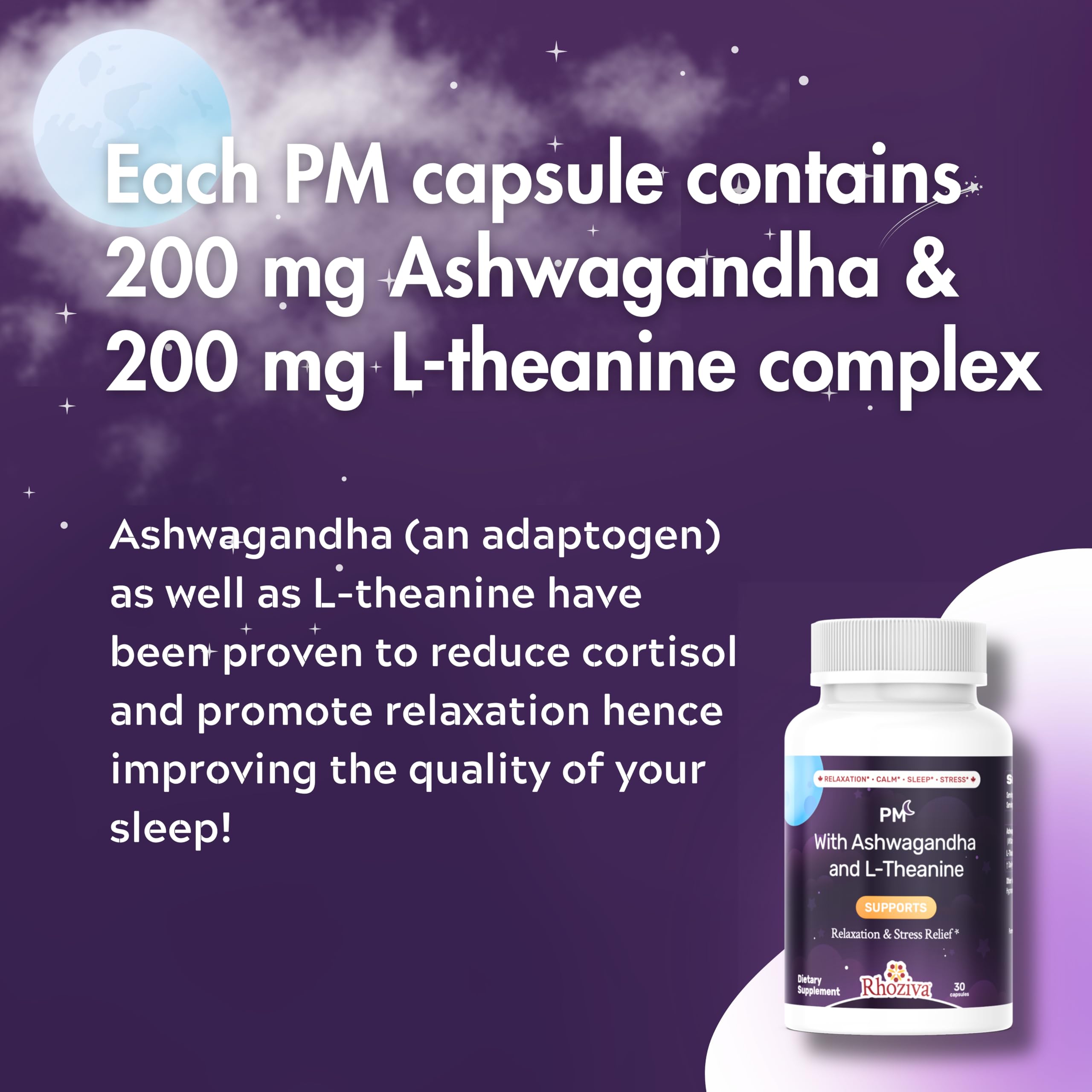 AM PM Multivitamin - Cortisol Supplements for Women and Men with L-Theanine, Ashwagandha - Rhodiola Rosea Supplement 200mg - Vitamin B Complex - Nootropics - Day and Night Vitamins for Women & Men RhozivaAu supplements