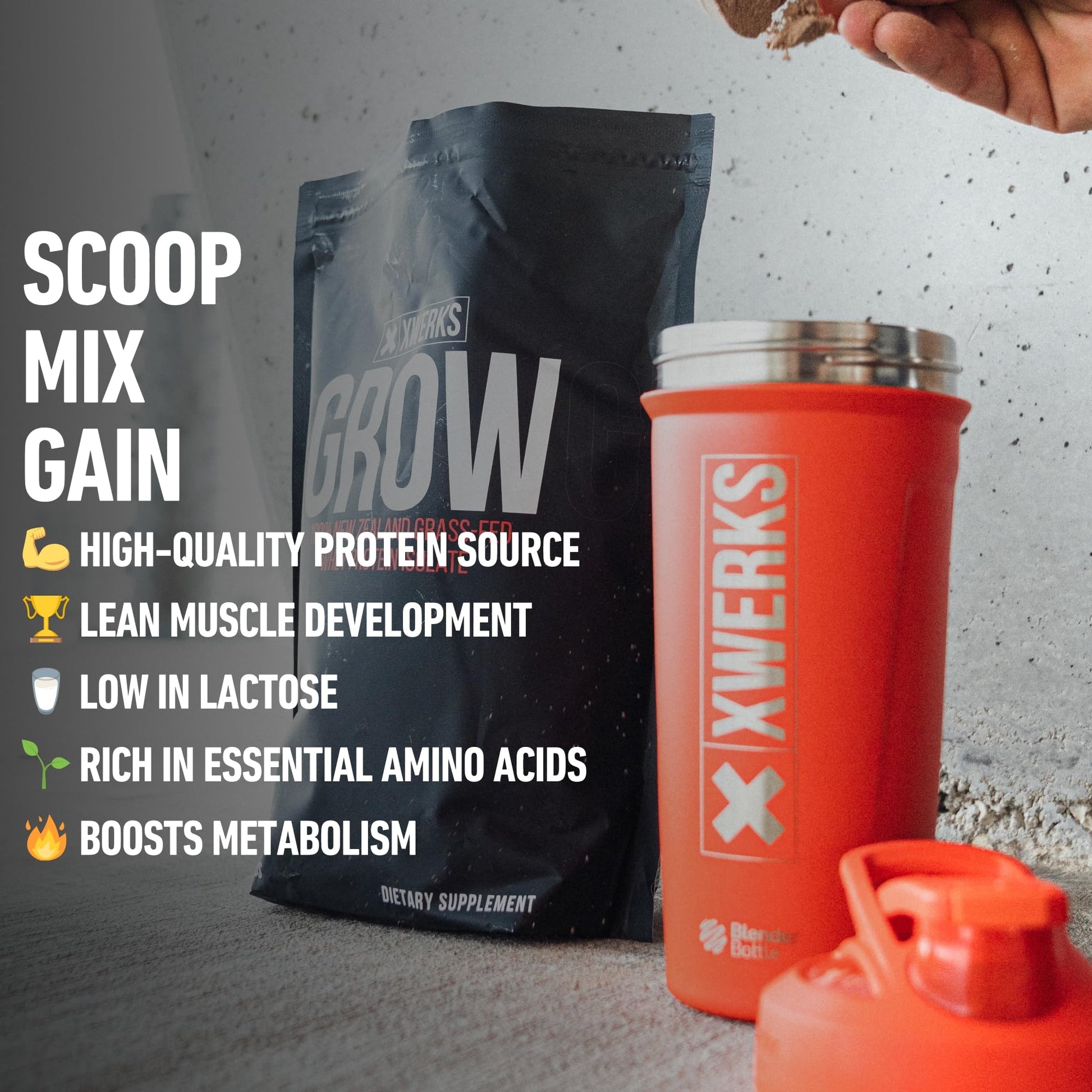 Xwerks Grow 100% New Zealand Grass-Fed Whey Protein - 25g of Pure Isolate Protein XwerksUS supplements