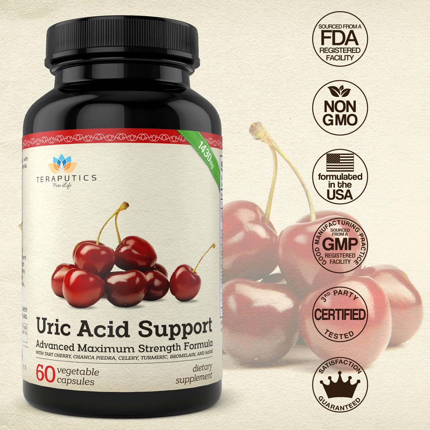 Uric Acid Support Formula | Advanced Uric Acid Cleanse & Kidney Support Supplement - Includes Tart Cherry Concentrate, Celery Seed Extract + 12 More High Potency Ingredients, 60 Veggie Capsules TeraputicsAu supplements