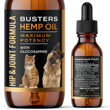 Busters Hip and Joint Hemp Oil Formula enriched with Glucosamine, Pain Relief for Dogs and Pets, Arthritis, and Advanced Mobility Support K2xLabsAu supplements