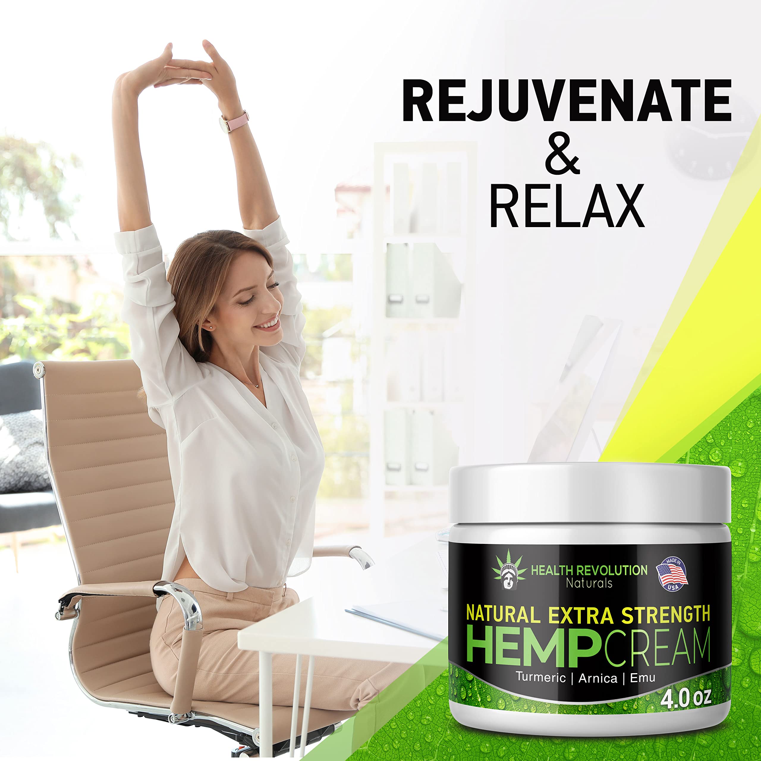 Health Revolution Hemp Arnica Cream Maximum Strength - Soothes Muscles, Joints, Feet, Nerve, Back, Knee, Hip, with Arnica, MSM, Emu, Turmeric - Expertly Formulated 4oz Health RevolutionAu supplements