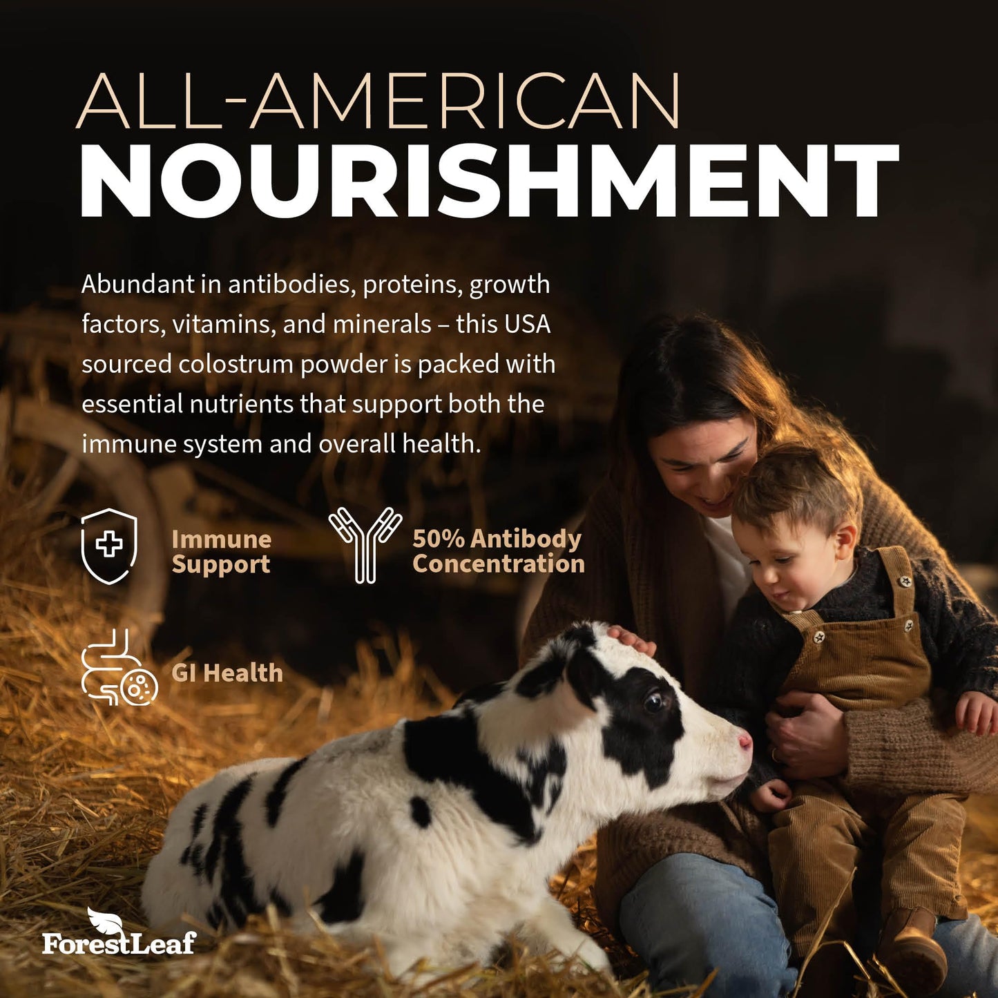 ForestLeaf Colostrum Powder 50% IgG Highest Concentration - Grass Fed Bovine ForestLeafUS supplements